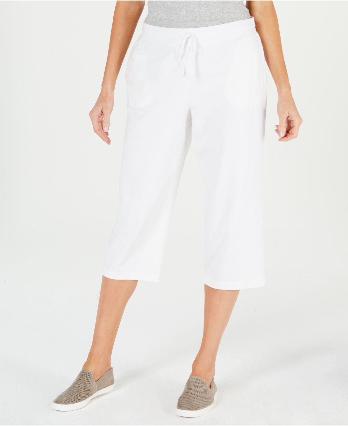 Lyst - Karen Scott Knit Drawstring Capri Pants, Created For Macy's in White