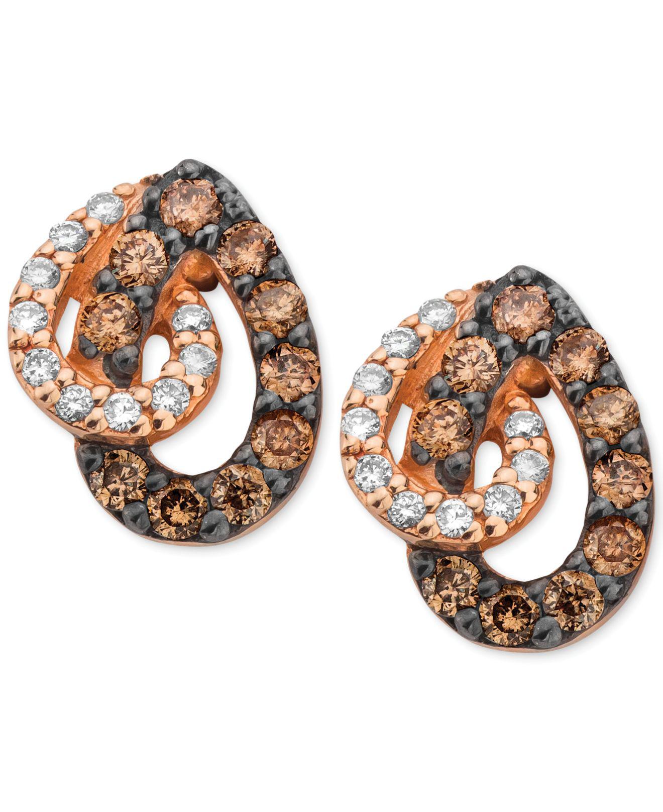 Lyst Le Vian White And Chocolate Diamond Teardrop Earrings In 14k Rose Gold (1/2 Ct. T.w.) in