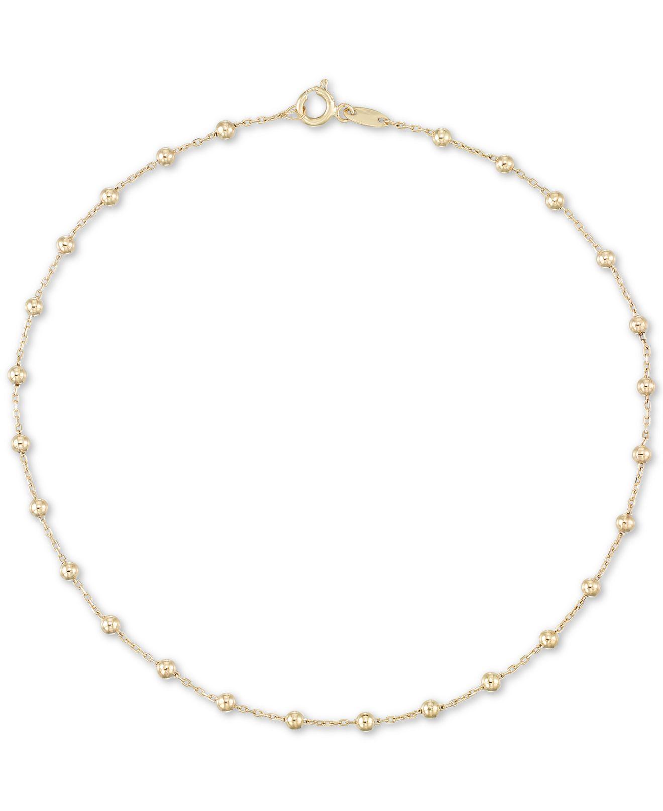 Macy's Beaded Ankle Bracelet In 10k Gold in Metallic Lyst