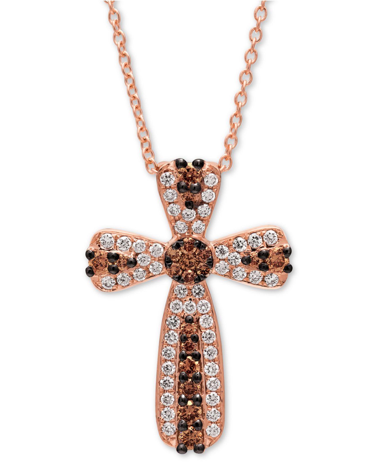 Lyst Le Vian Chocolatier® Diamond Cross 18" Pendant Necklace (3/8 Ct. T.w.) In 14k Rose Gold