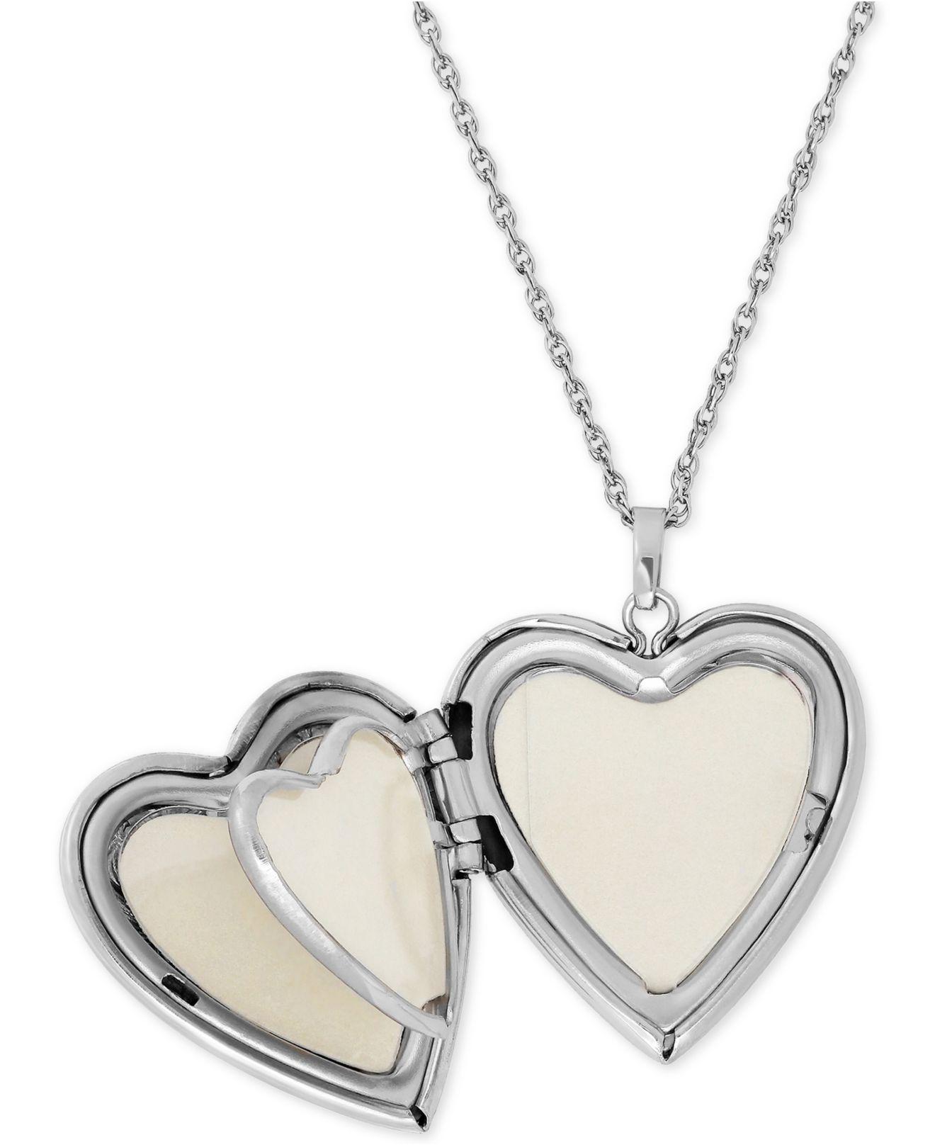 Lyst Macy S 4 Photo Engraved Heart Locket In Sterling Silver Lyst Macy S 4 Photo Engraved Heart Locket In Sterling Silver Metallic