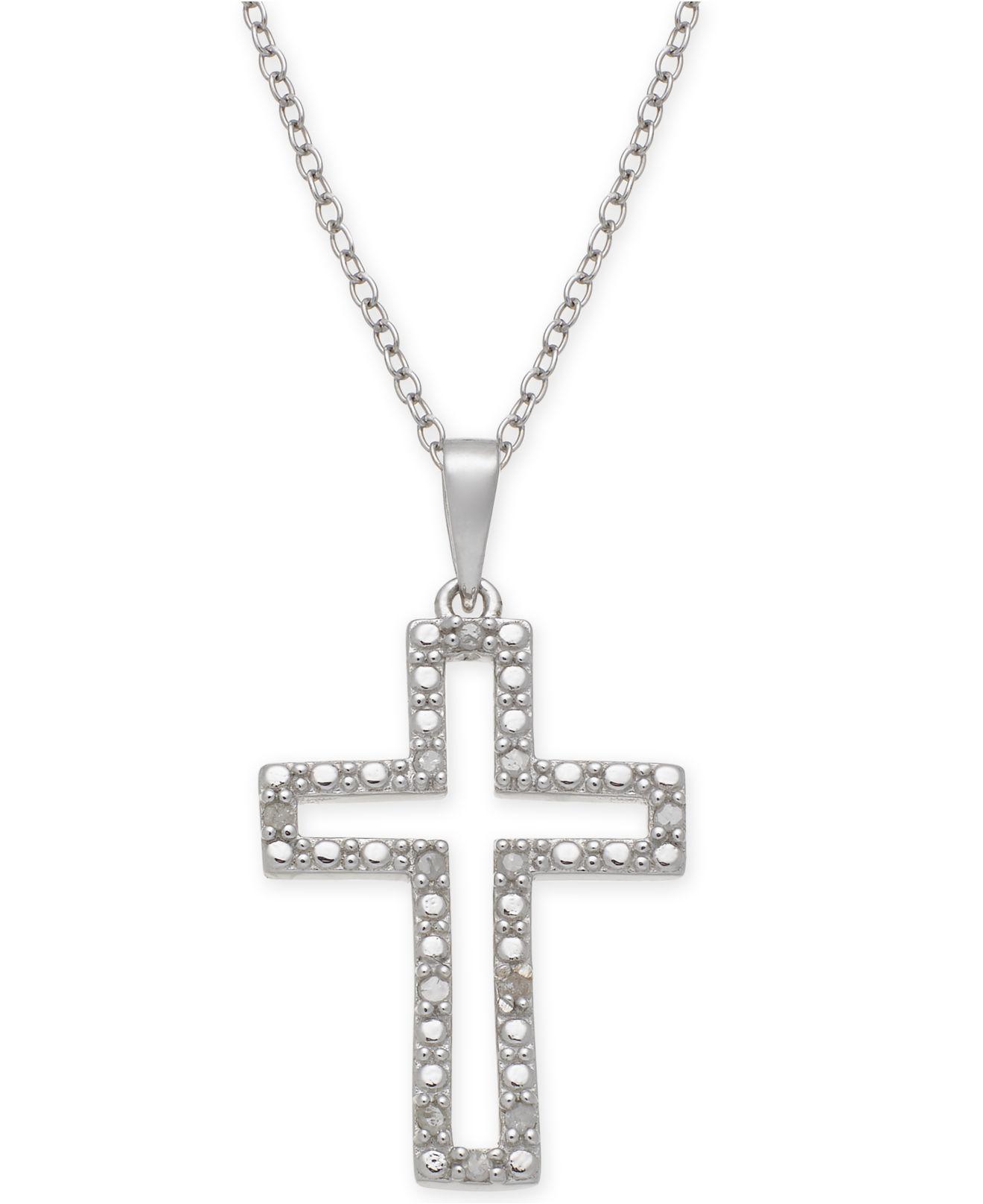 Macy's Diamond Cross 18" Pendant Necklace (1/10 Ct. T.w ...
