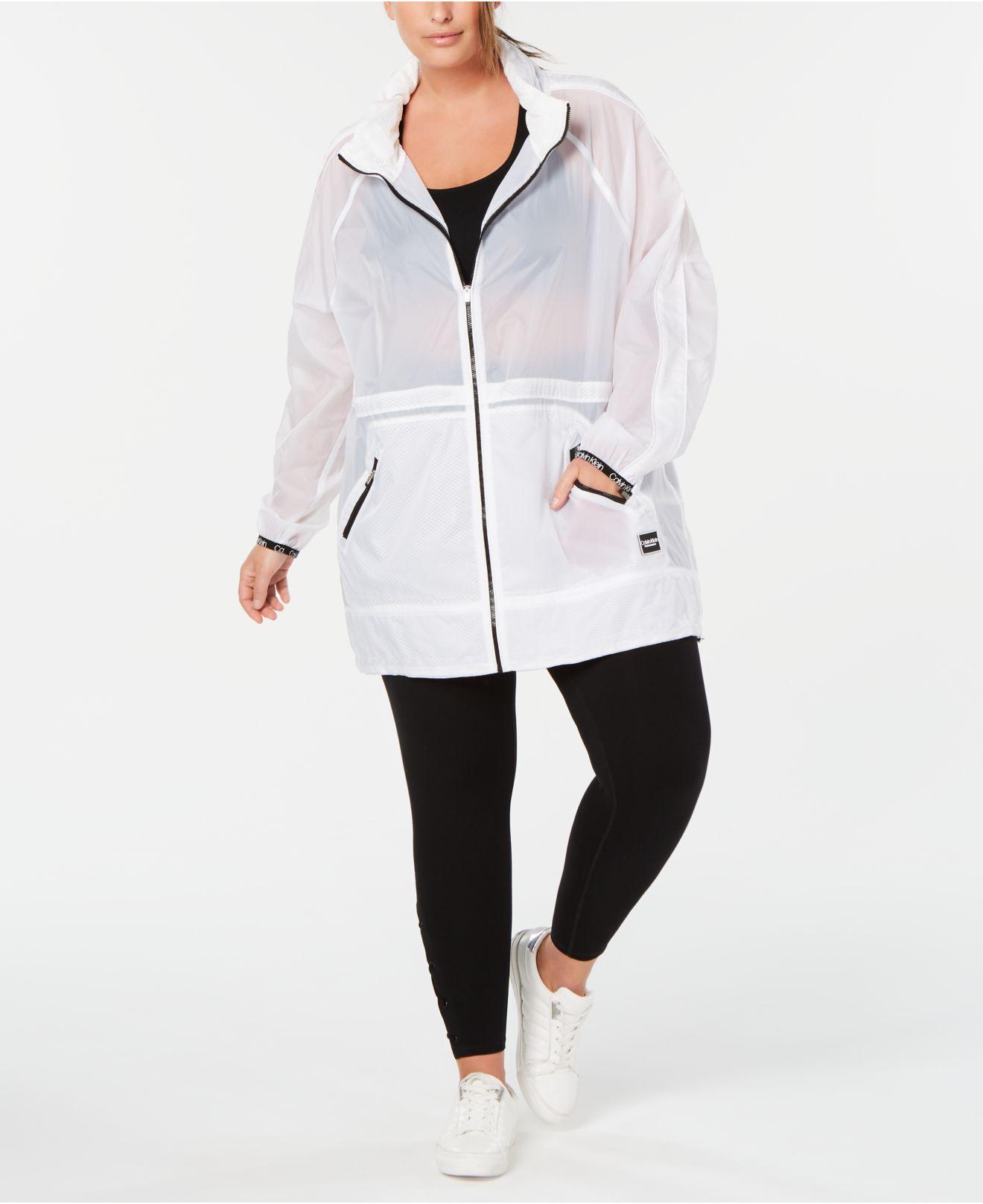 Calvin Klein Performance Plus Size Rain Jacket In White Lyst