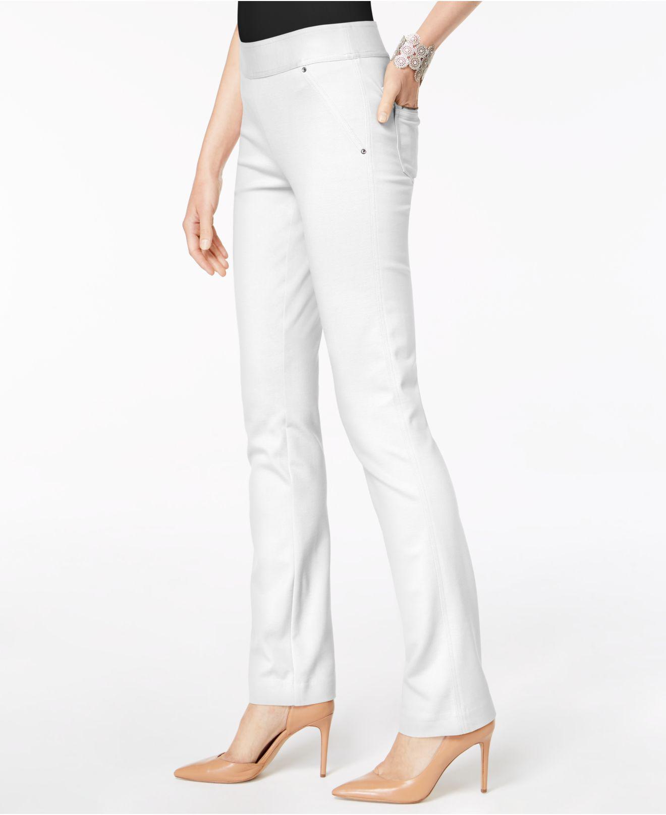 white pull on pants