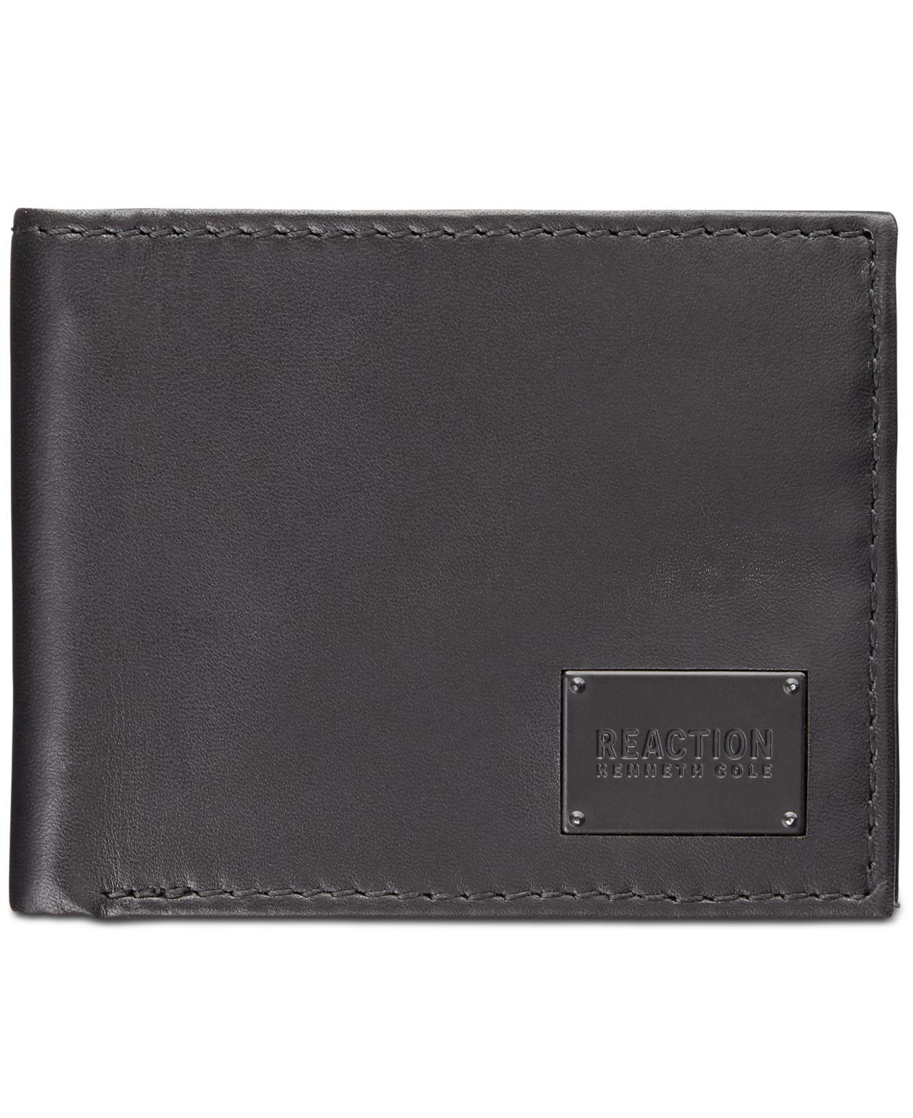 Kenneth Cole Reaction Passcase Zipper Leather Wallet in Black for Men ...