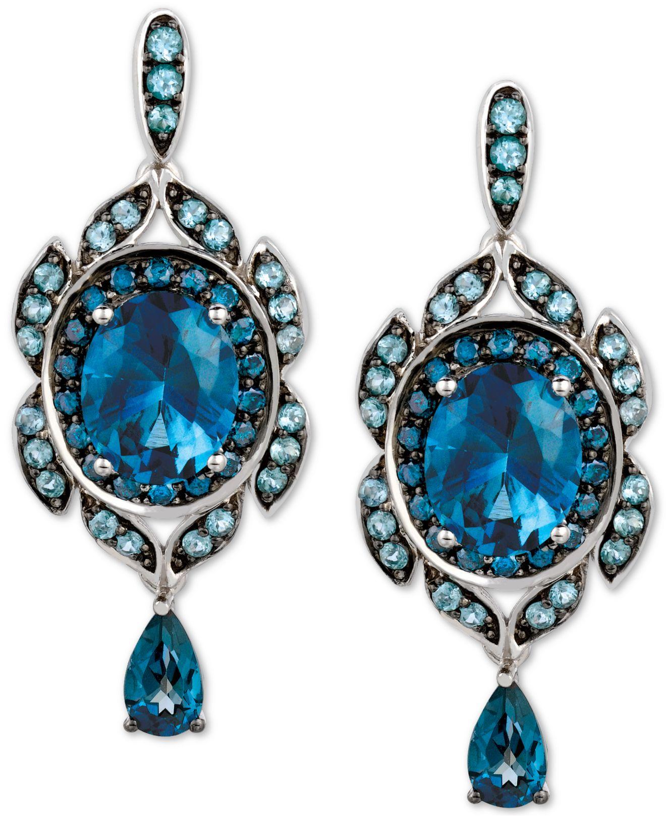 Le Vian ® Multigemstone (73/8 Ct. T.w.) & Blueberry Diamond (5/8 Ct. T.w.) Drop Earrings In