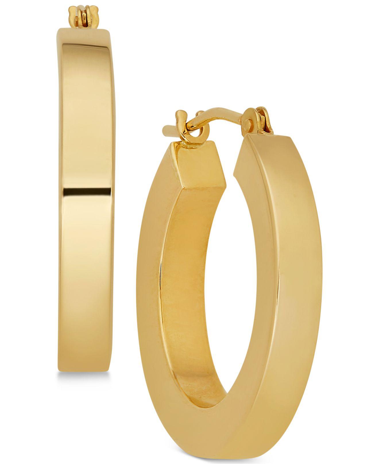 Macy's Polished Chunky Flat-edge Tube Hoop Earrings In 14k Gold in