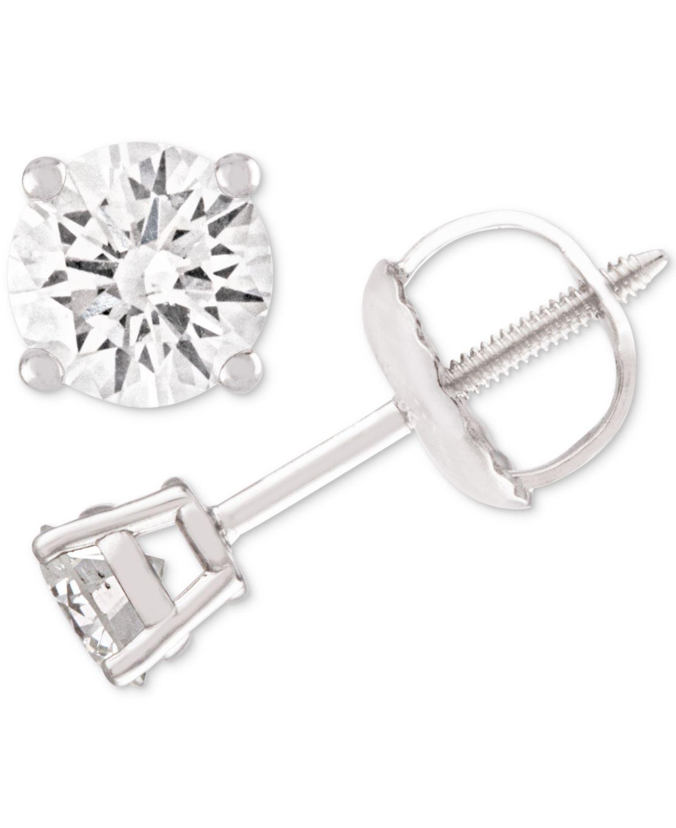 Lyst Macy'S Diamond Stud Earrings (1/4 Ct. T.w.) In 14k White Gold in