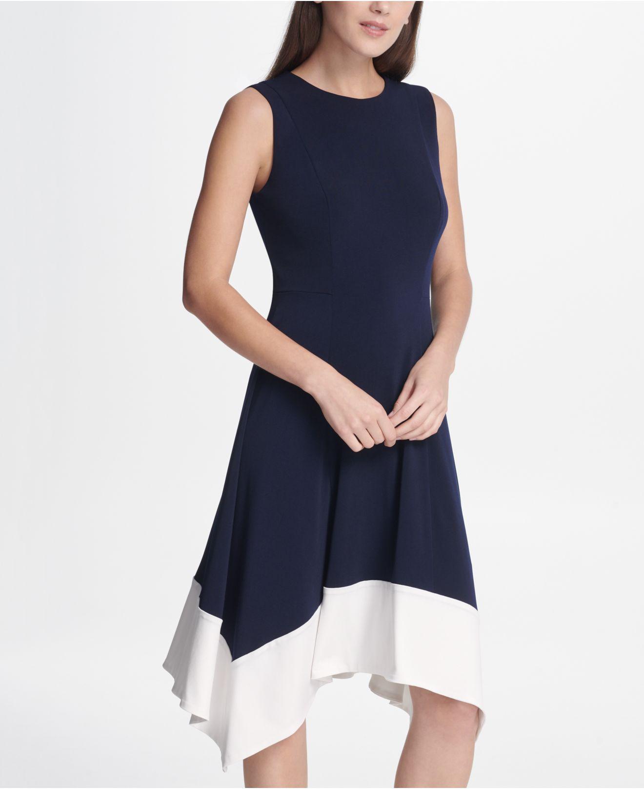 Colorblocked Handkerchief Hem Dress