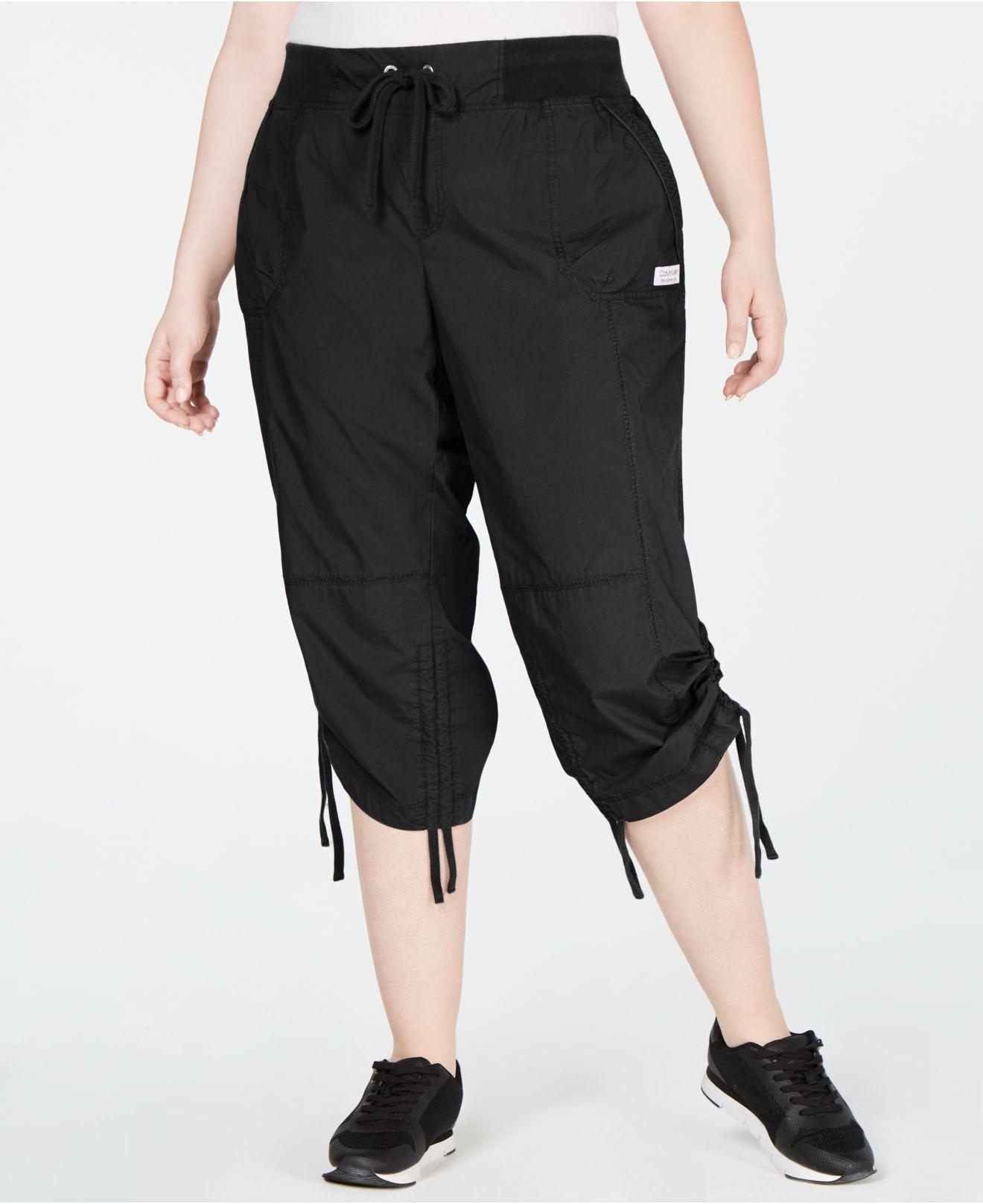 Lyst - Calvin Klein Performance Plus Size Cropped Ruched Cargo Pants in ...