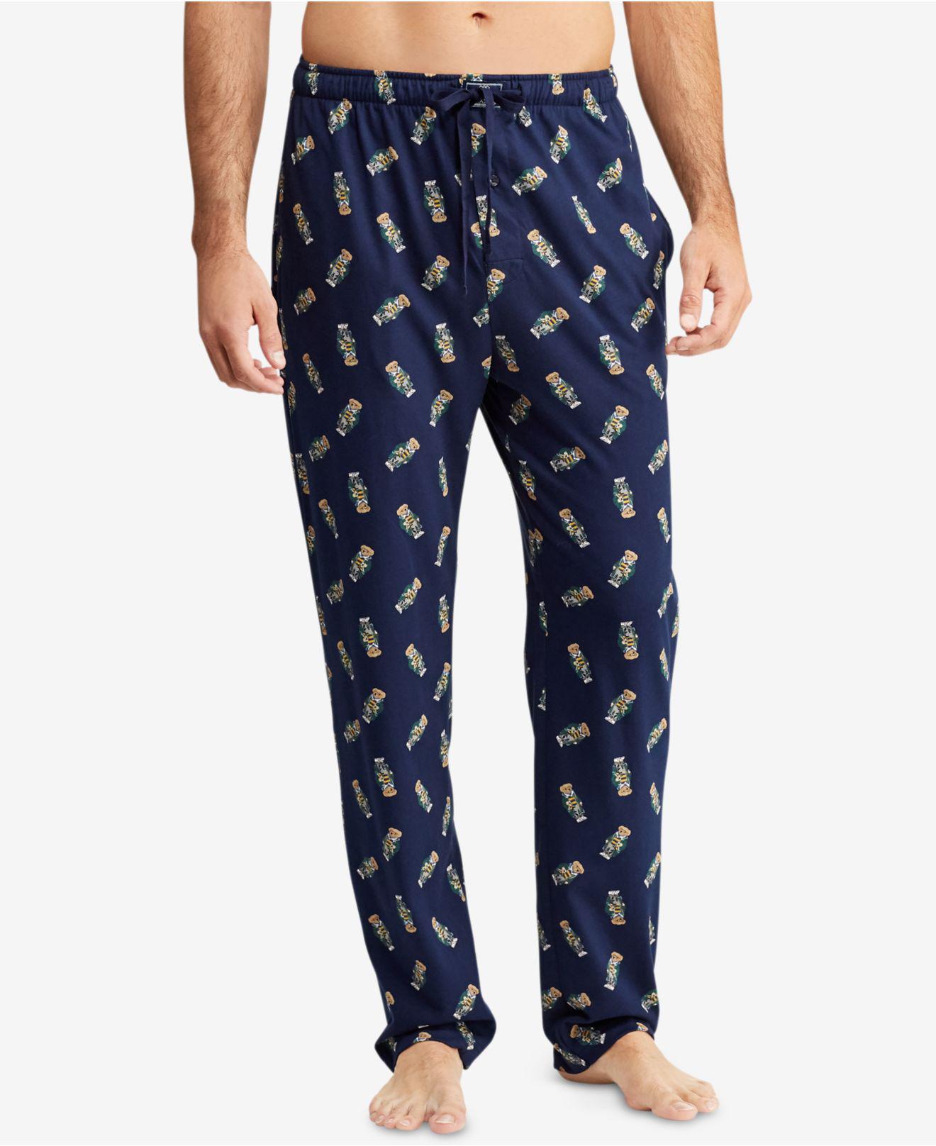 Lyst - Polo Ralph Lauren Allover Polo Bear Cotton Pajama Pants in Blue ...