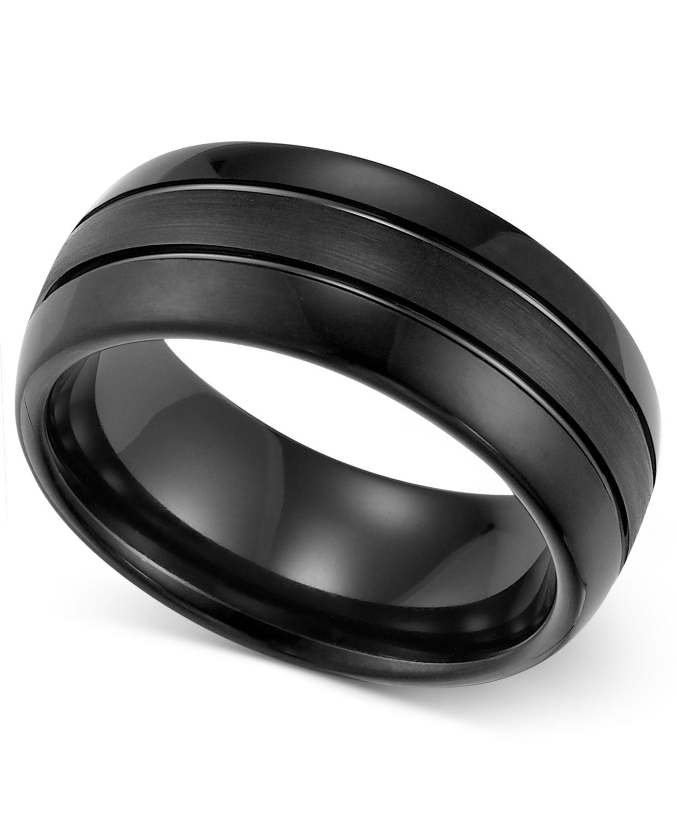 Lyst Triton Men's Ring, 8mm Black Tungsten 3row Wedding Band in