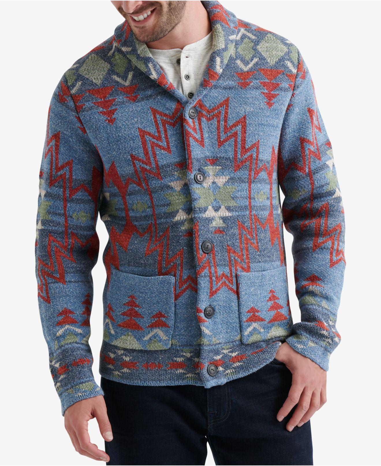 Lyst Lucky Brand Mens Jacquard Sweater in Blue for Men