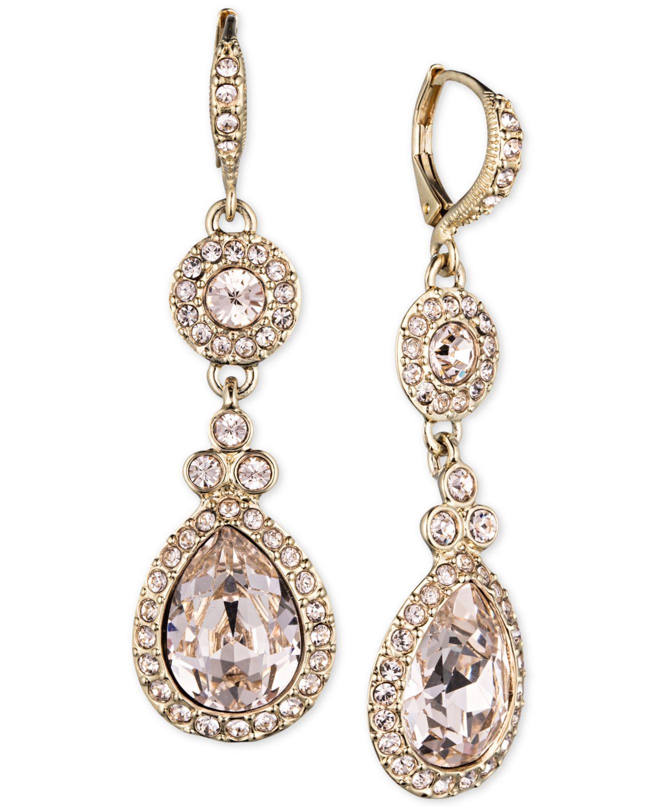 Lyst Givenchy Gold Tone Crystal And Pavé Double Drop Earrings In Givenchy