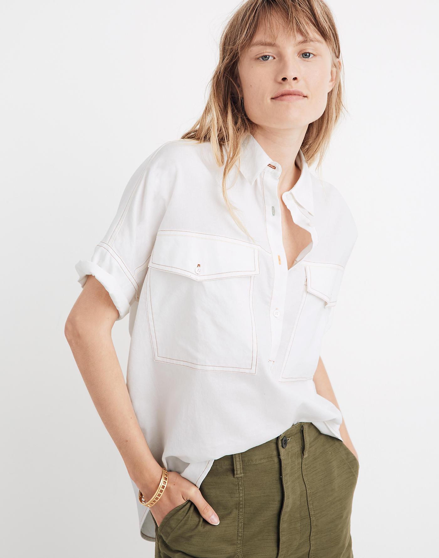 madewell band sleeve popover shirt