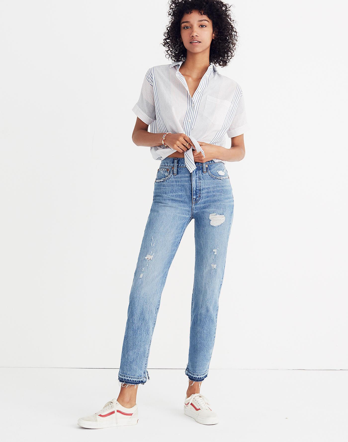 Lyst - Madewell Classic Straight Jeans: Destructed Edition in Blue