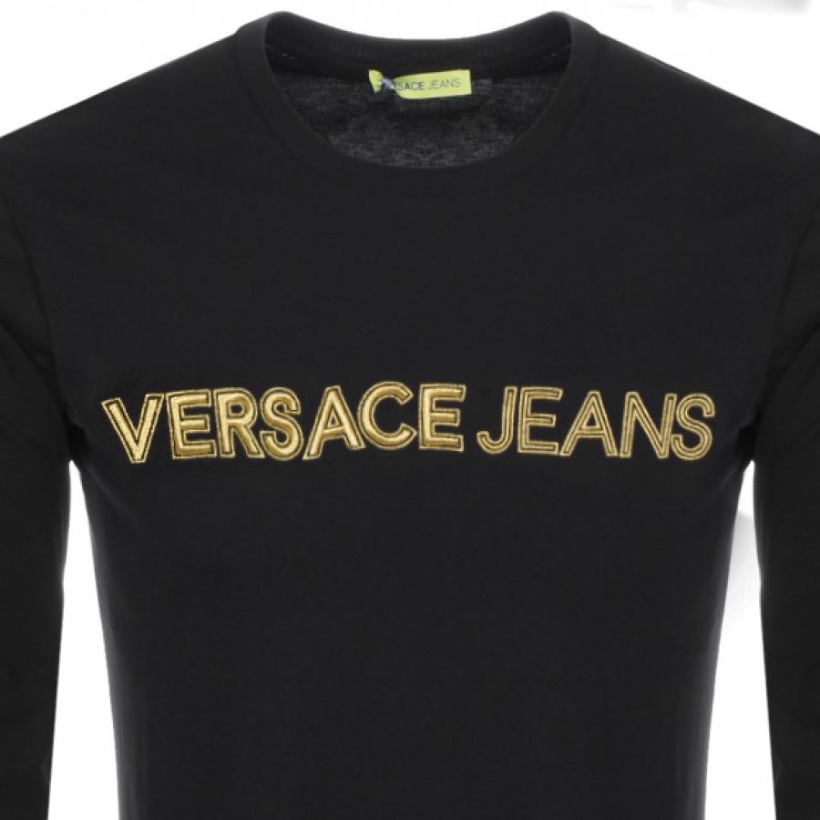 versace jeans crew neck logo sweatshirt black