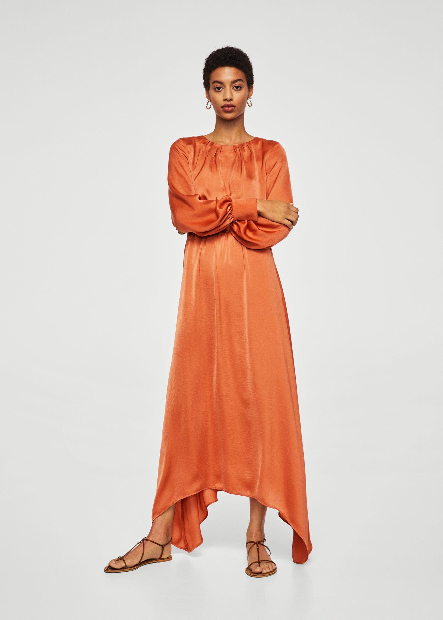 Lyst - Mango Satin Gown in Orange