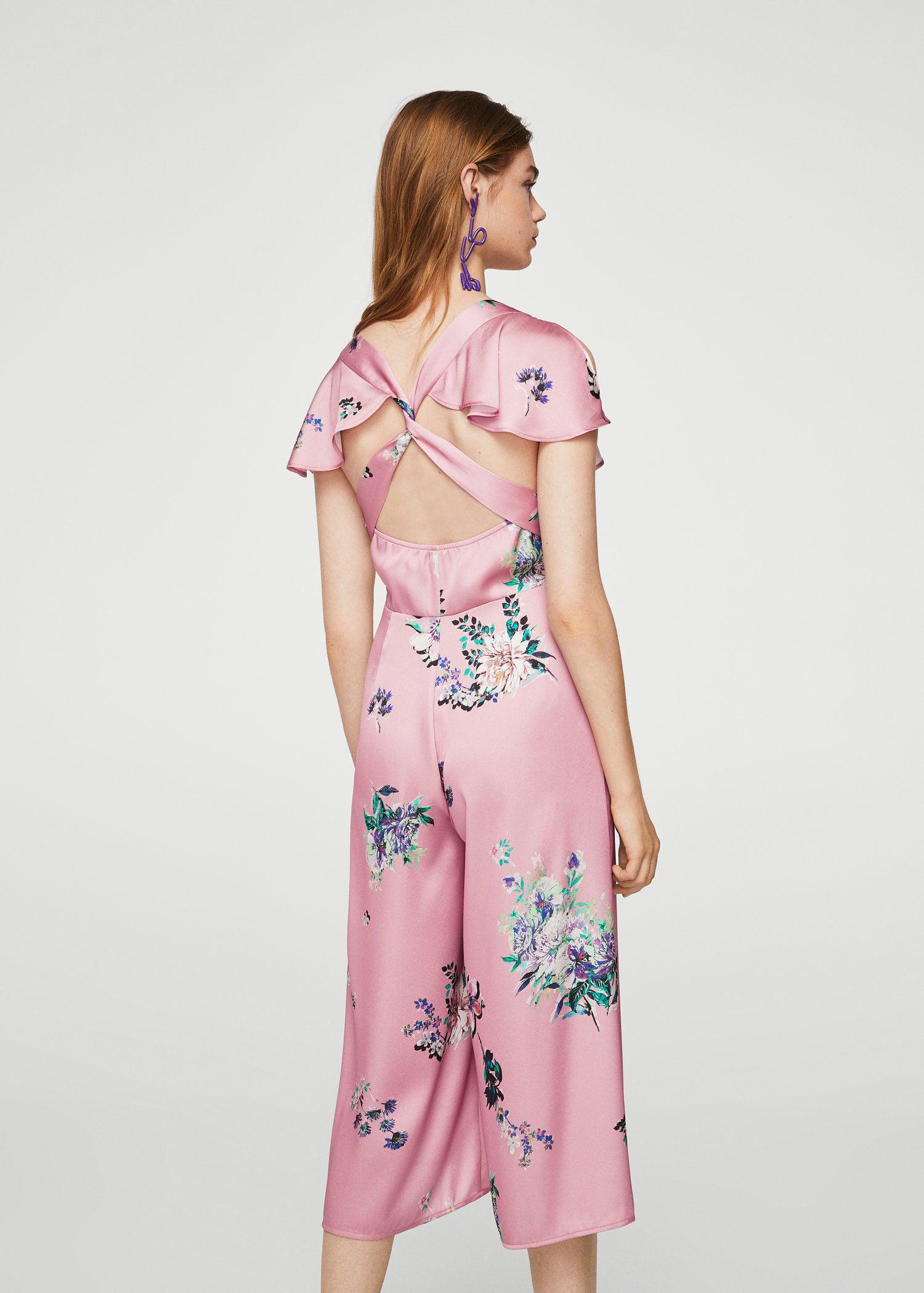Lyst - Mango Ruffle Floral Jumpsuit in Pink