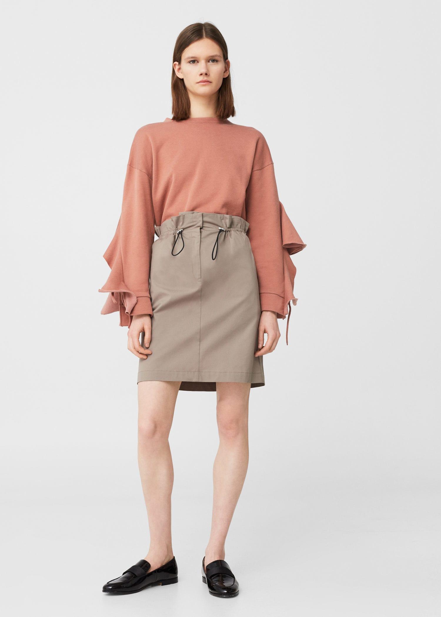 lyst mango elastic waist skirt in gray lyst mango elastic waist skirt in gray