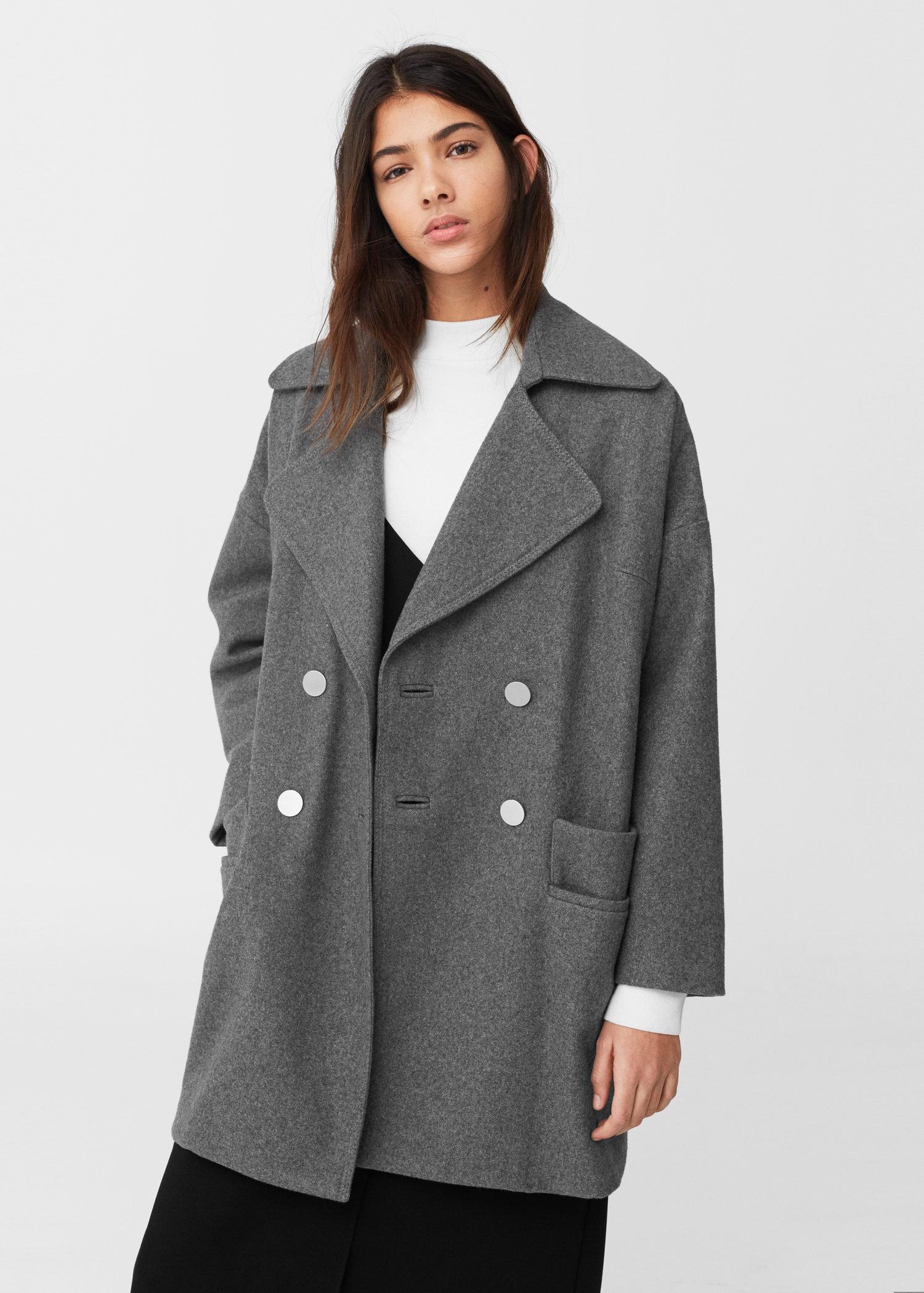 Lyst - Mango Lapels Wool Coat in Gray