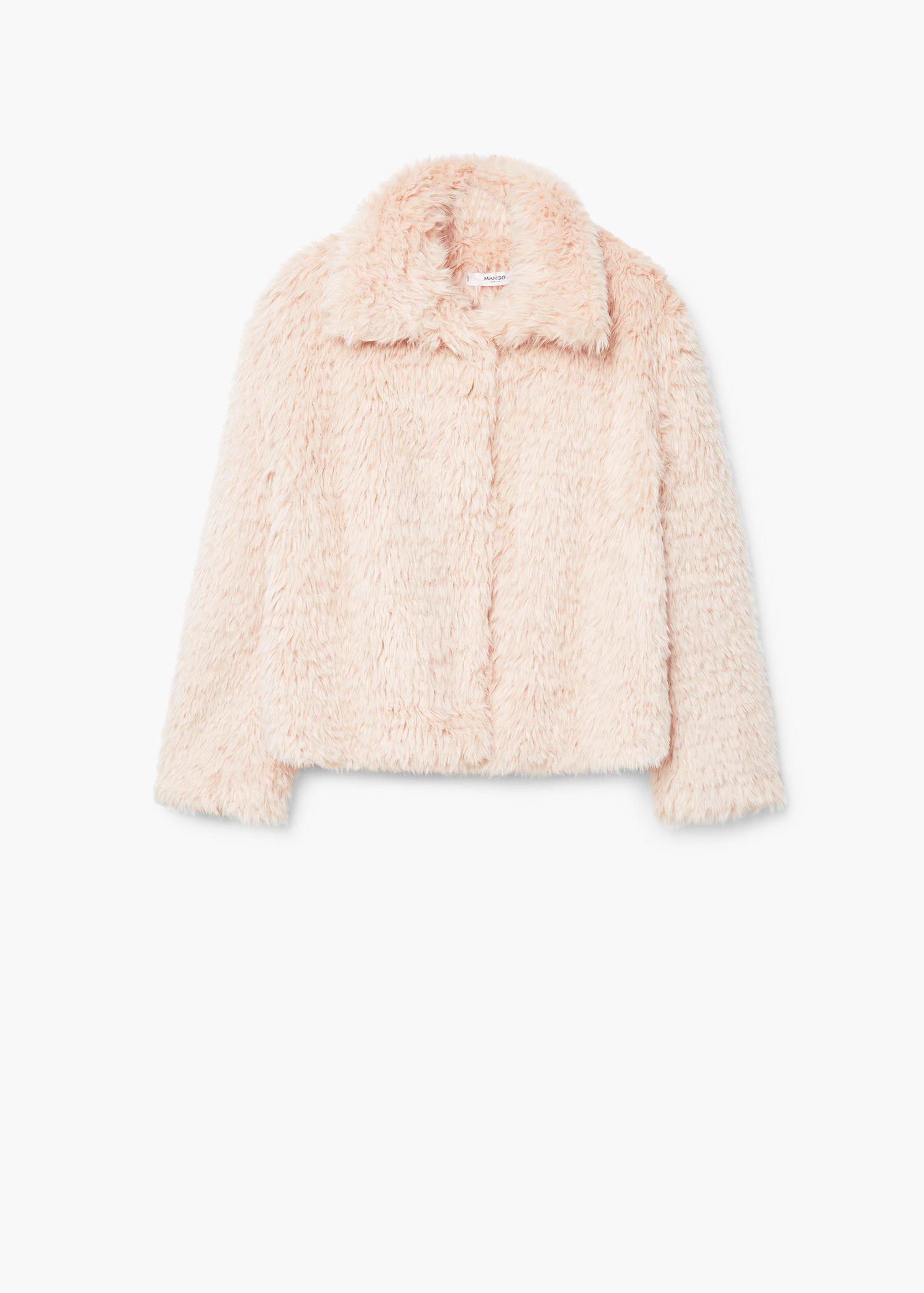 Lyst - Mango Faux Fur Coat in Pink