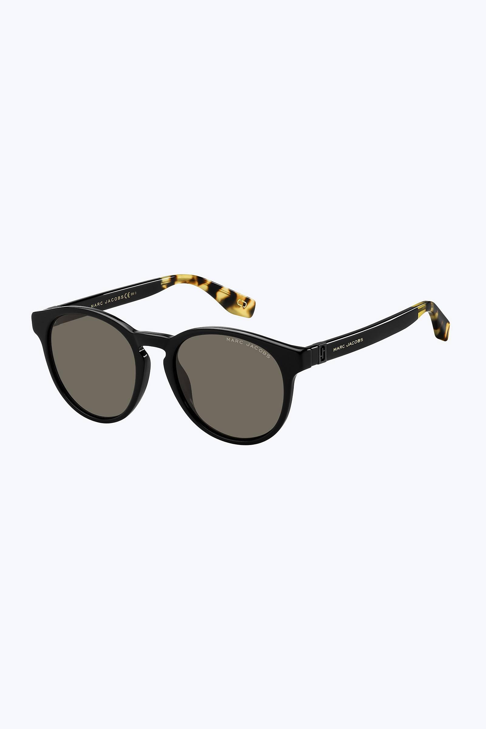 Lyst Marc Jacobs Logo Plaque Round Sunglasses in Black
