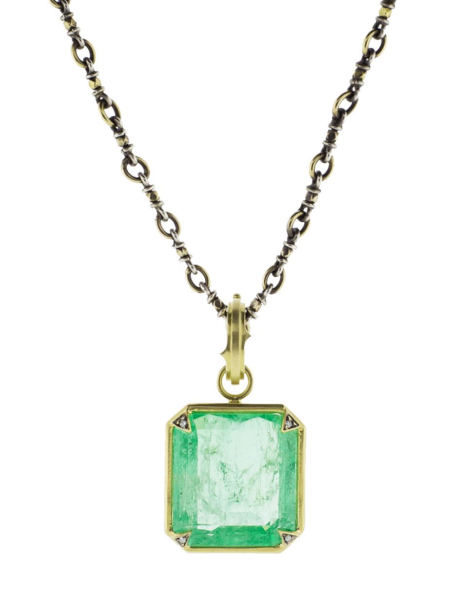 Sylva & Cie Square Emerald Pendant in Metallic Lyst