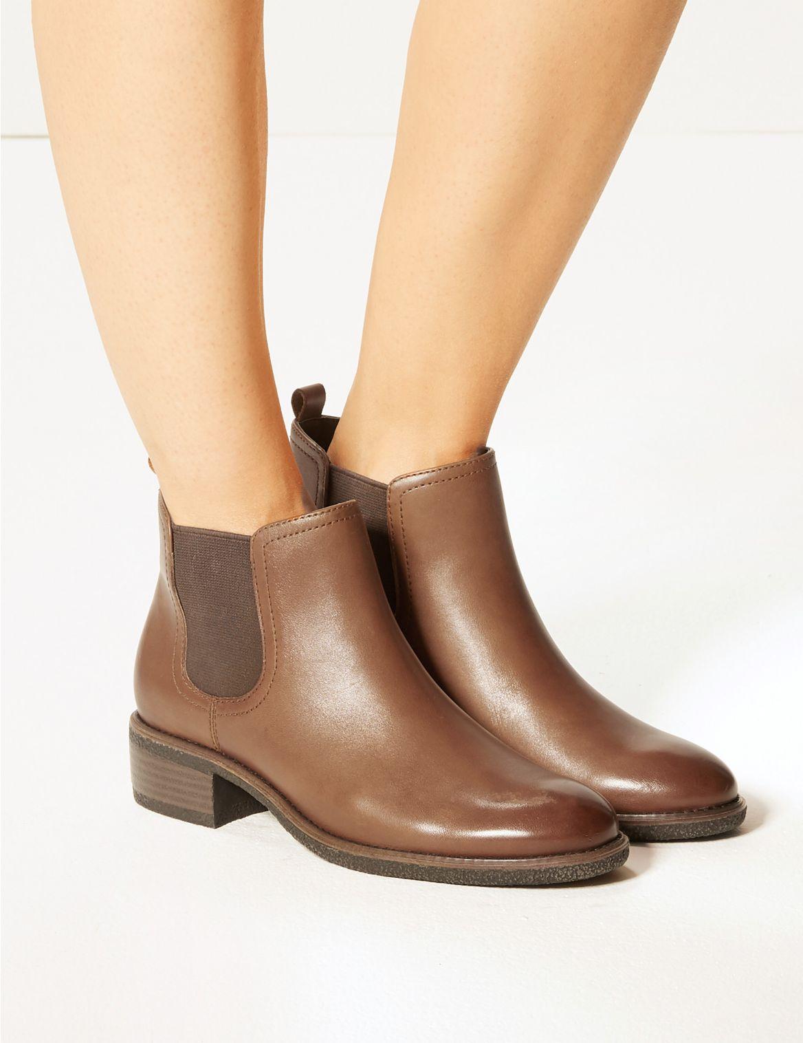Marks & Spencer Leather Chelsea Ankle Boots Tan in Brown - Lyst