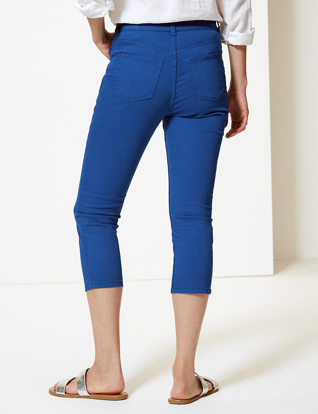 Marks & Spencer Mid Rise Super Skinny Leg Cropped Jeans in Blue - Lyst