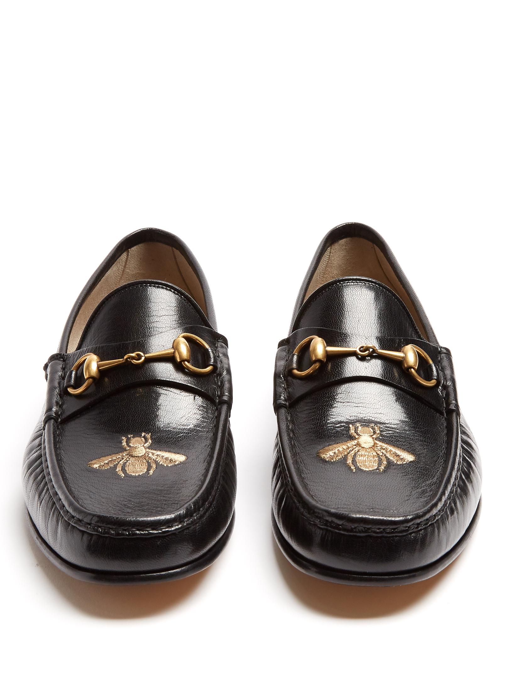 leather loafer with bee