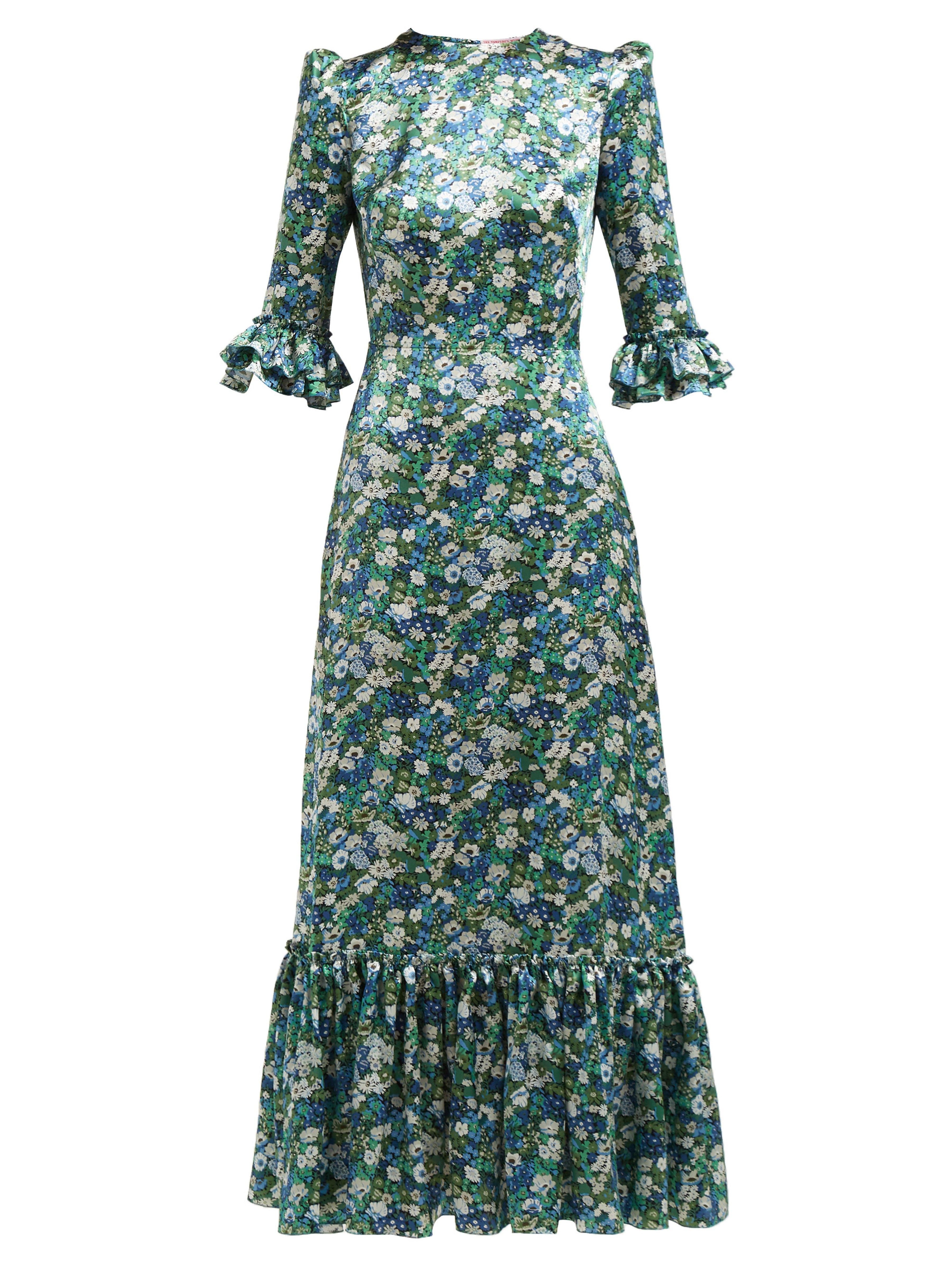 The Vampire's Wife Silk Floral Print Pouf Sleeve Dress in Green Print ...