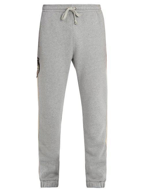 Lyst - Gucci Angry Cat-appliqué Cotton Track Pants in Gray for Men