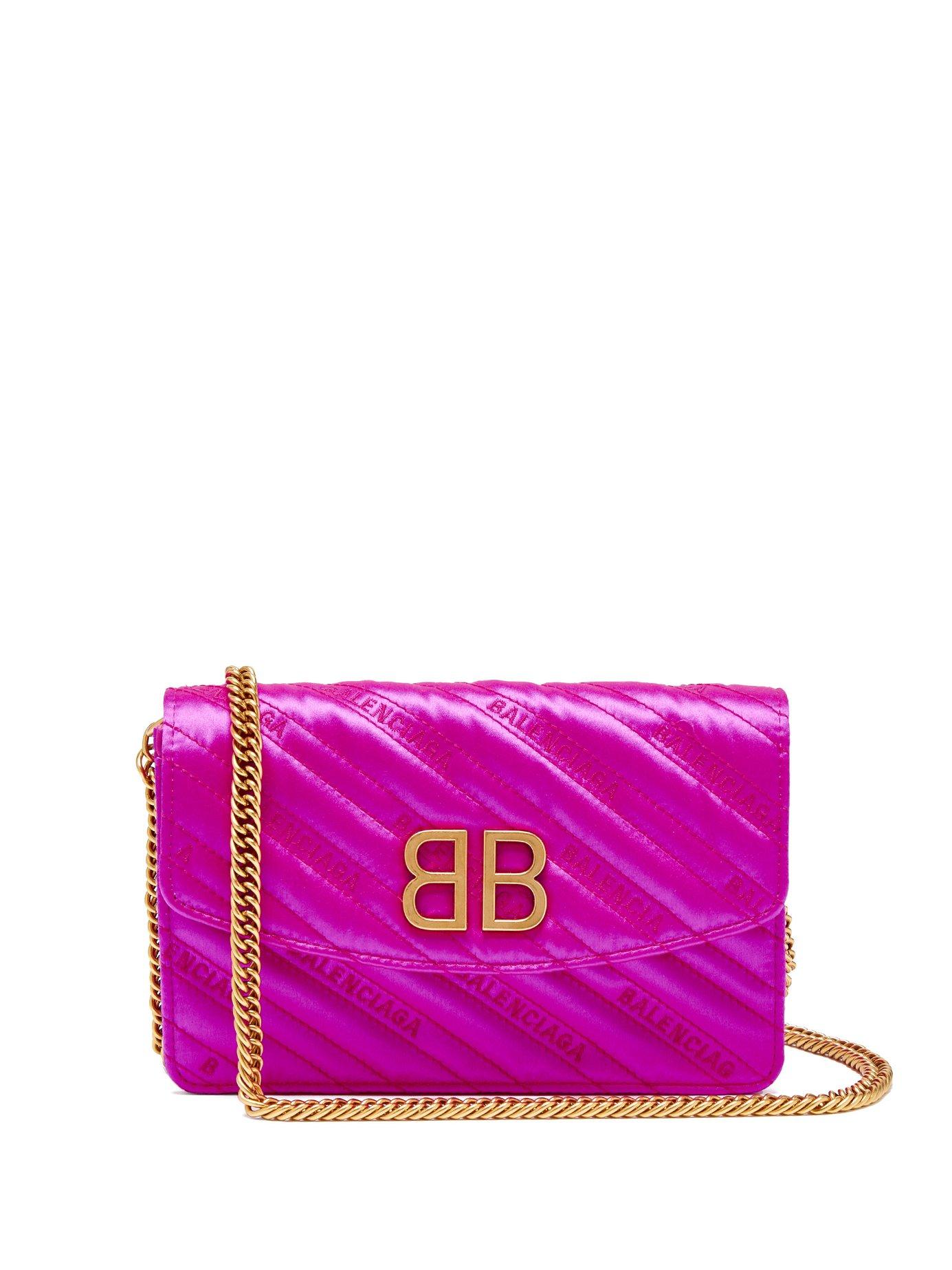 Lyst - Balenciaga Bb Logo Embroidered Satin Clutch Bag in Pink