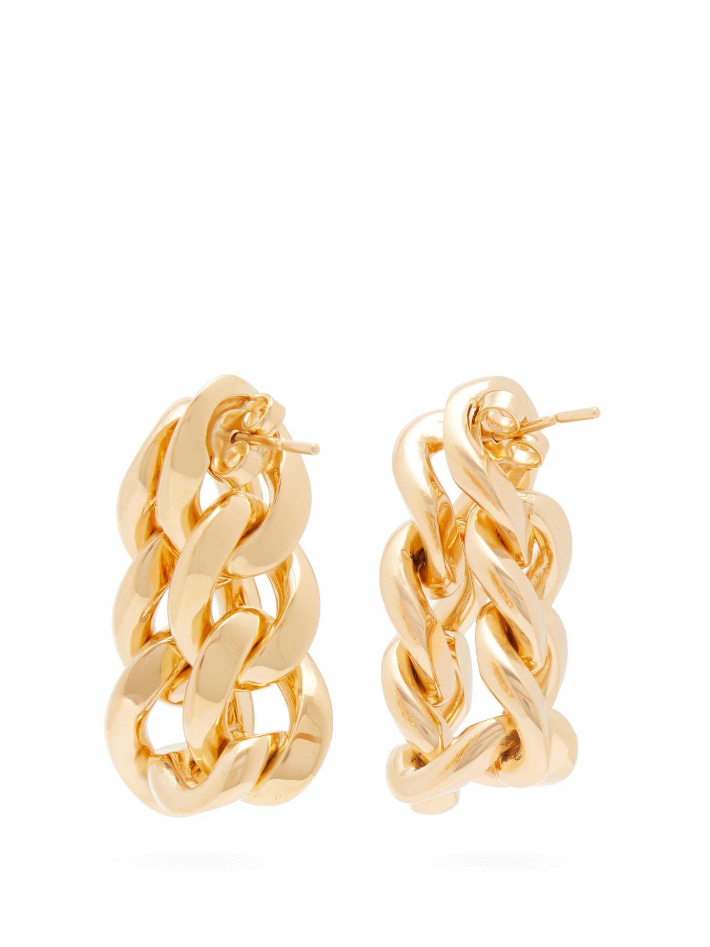 Bottega Veneta Chain Hoop Earrings in Metallic - Lyst