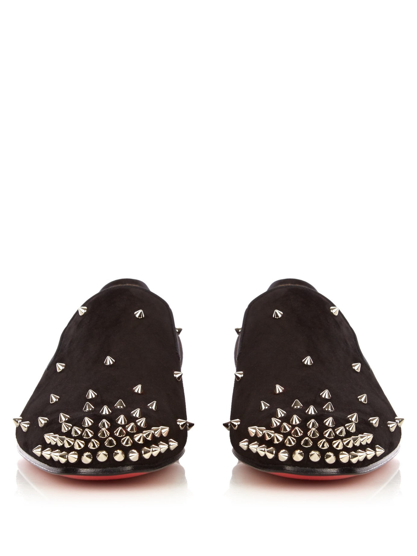 Christian louboutin Degra Spike-embellished Slip-on Shoe in Black ...