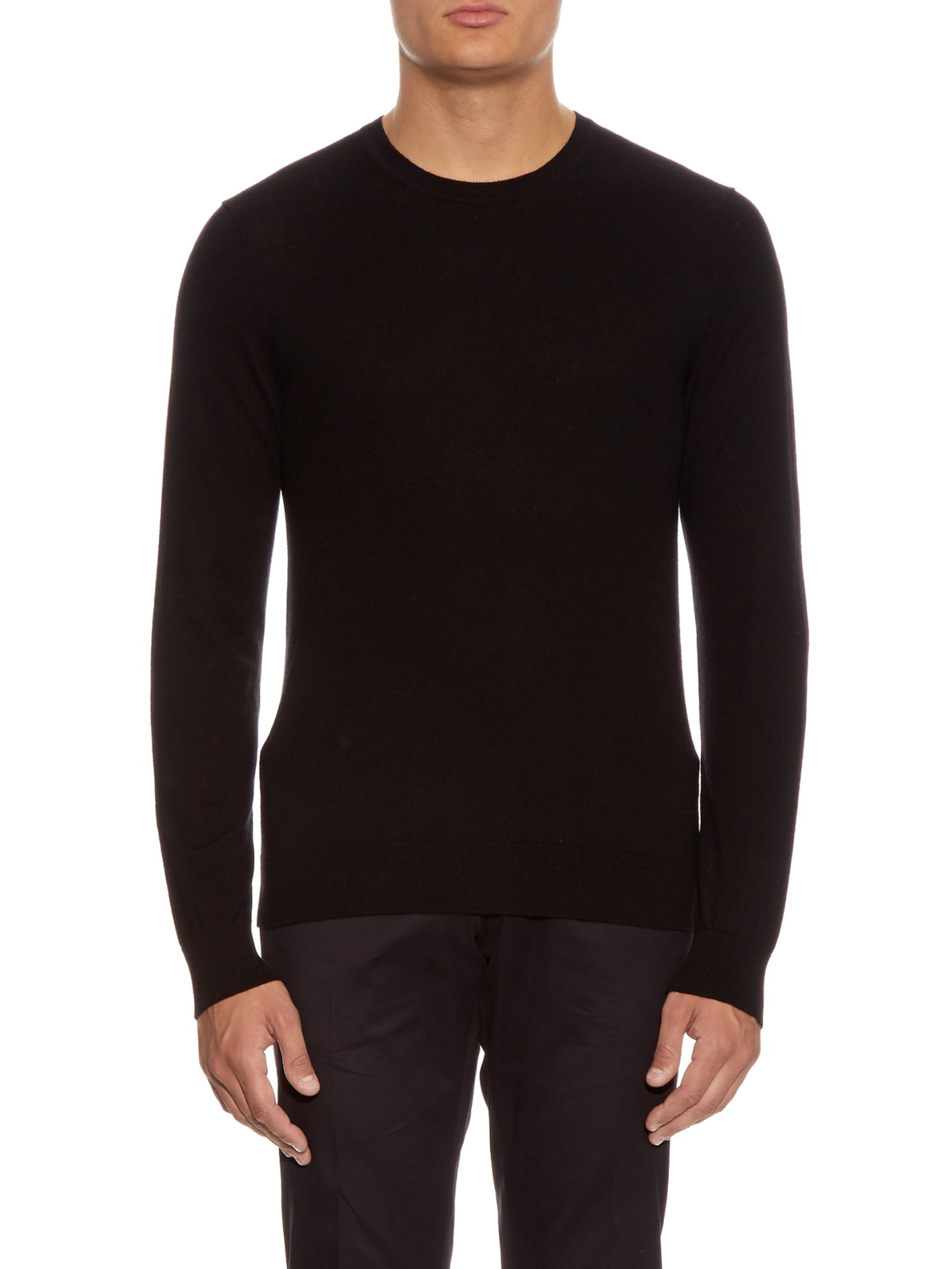 Burberry brit Long-sleeved Cashmere And Cotton-blend Sweater in Black ...