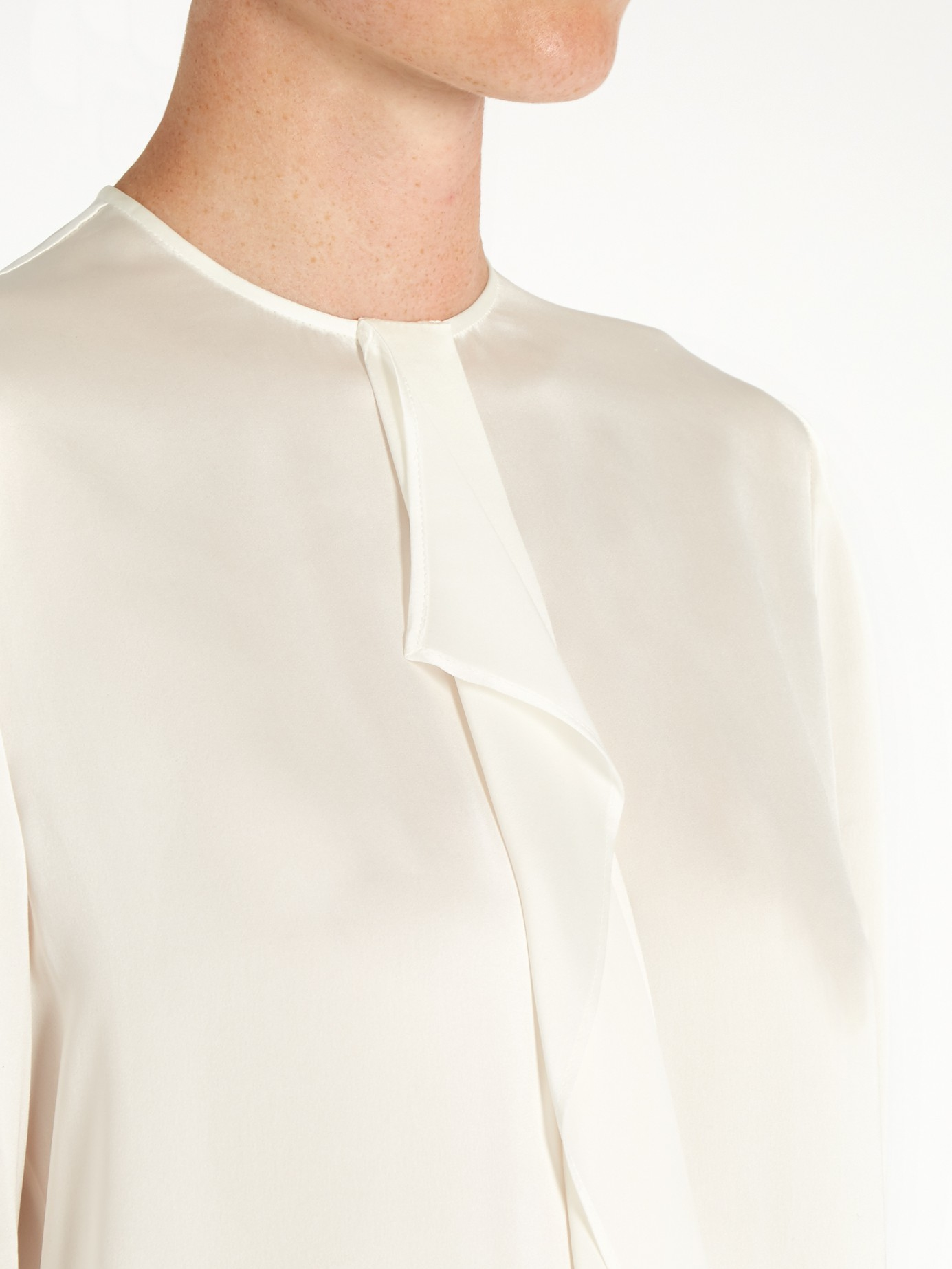 Lyst - Stella Mccartney Ruffled Silk-satin Shirt in Black