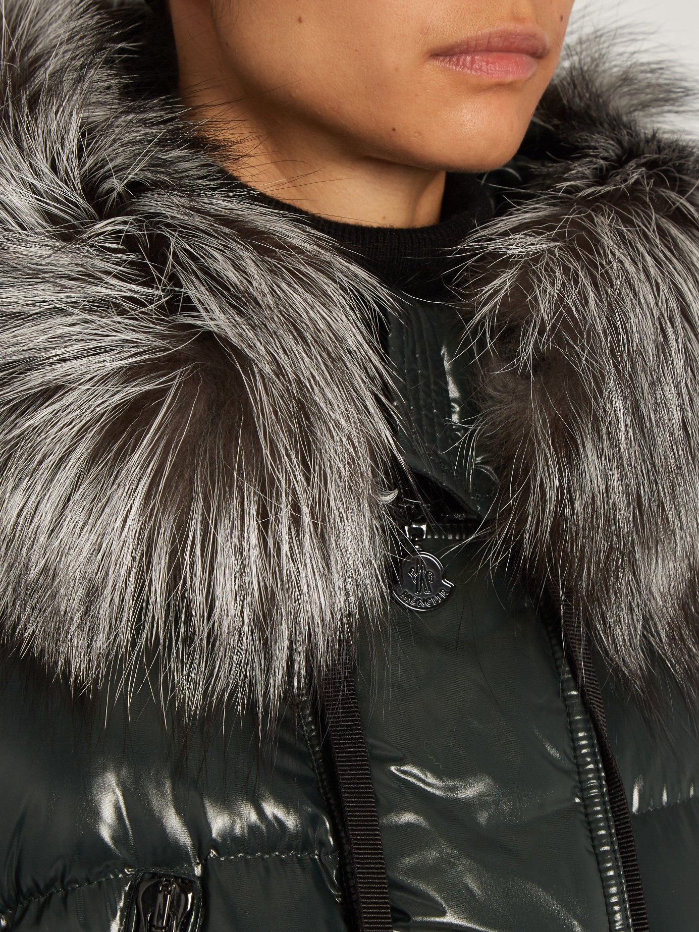 moncler aphrotiti shiny quilted down coat w/fur hood moncler aphrotiti shiny quilted down coat w/fur hood