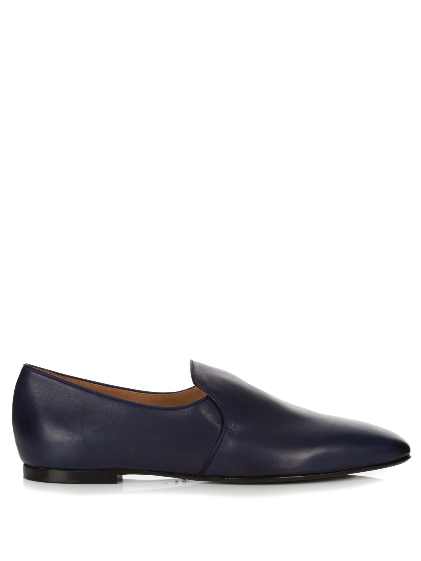 ladies blue leather loafers