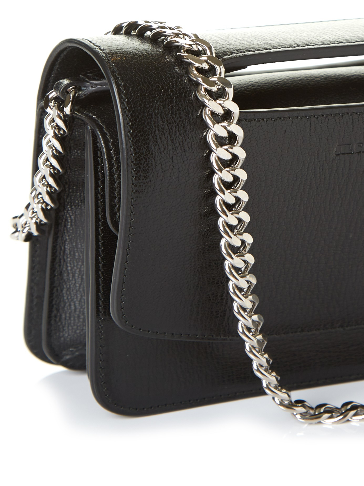 Jil sander Chain-strap Leather Cross-body Bag in Black | Lyst