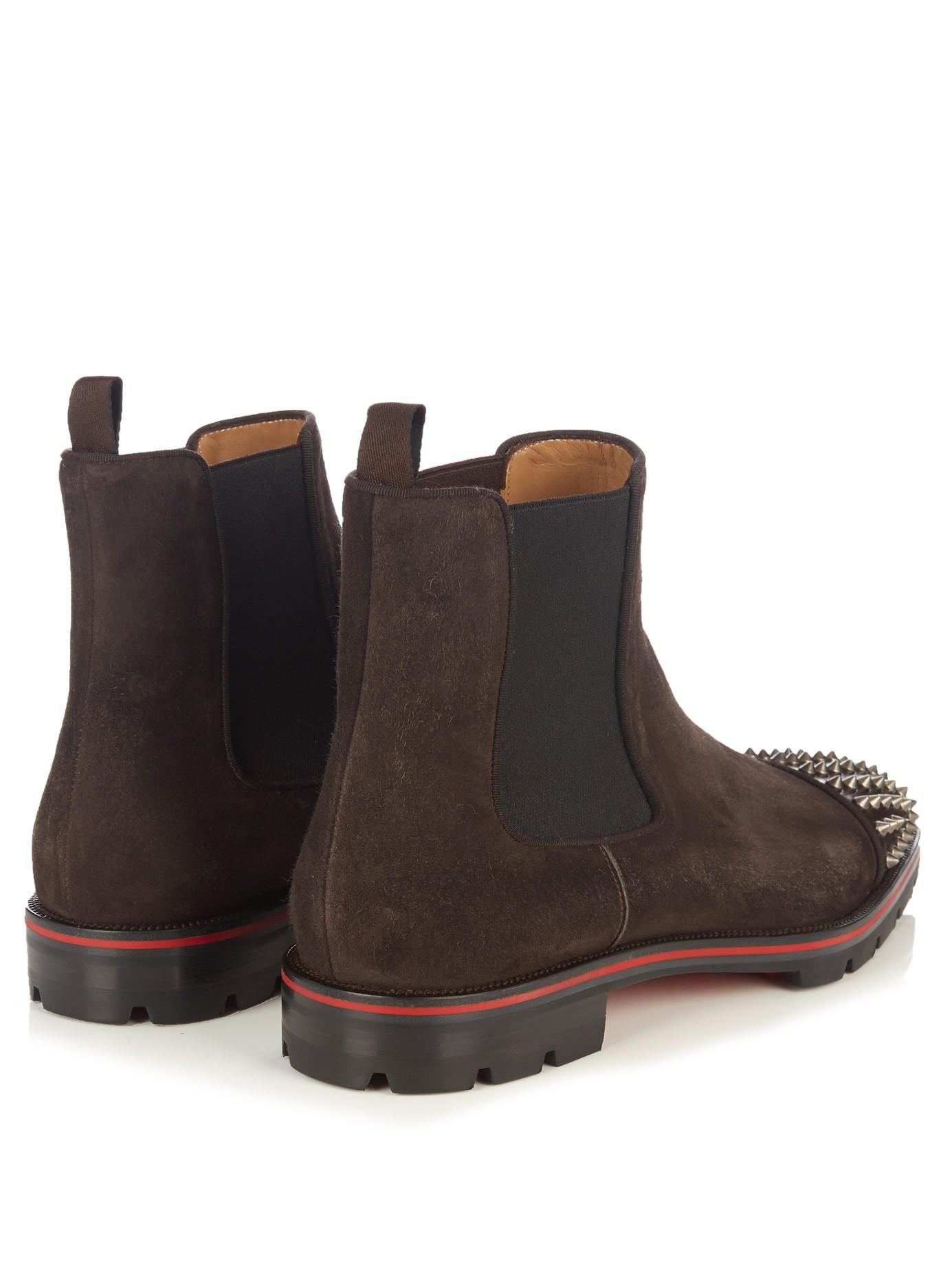 christian louboutin melon spikes suede boot