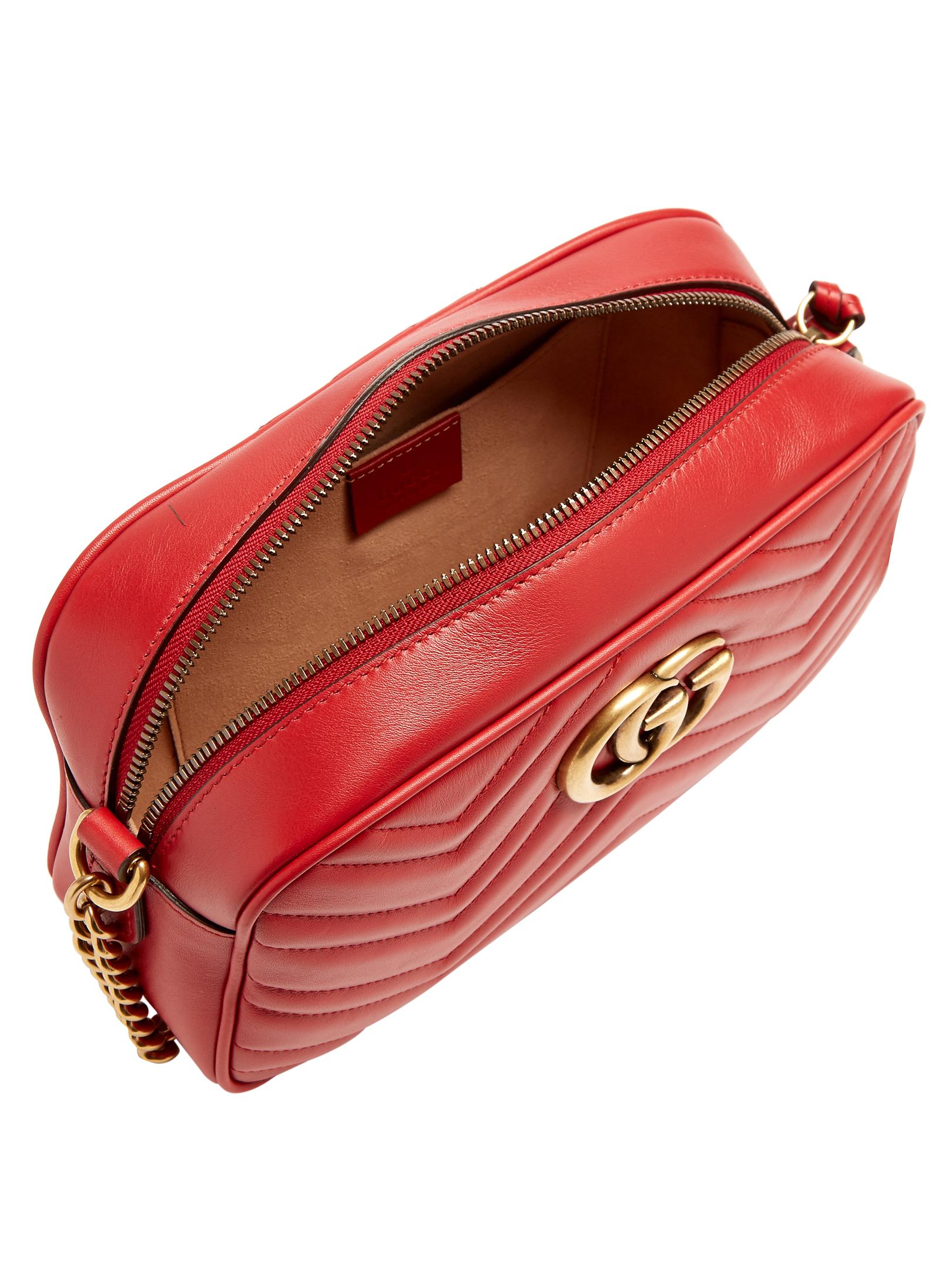 Gucci Gg Marmont Small Quilted-leather Cross-body Bag in Red - Lyst