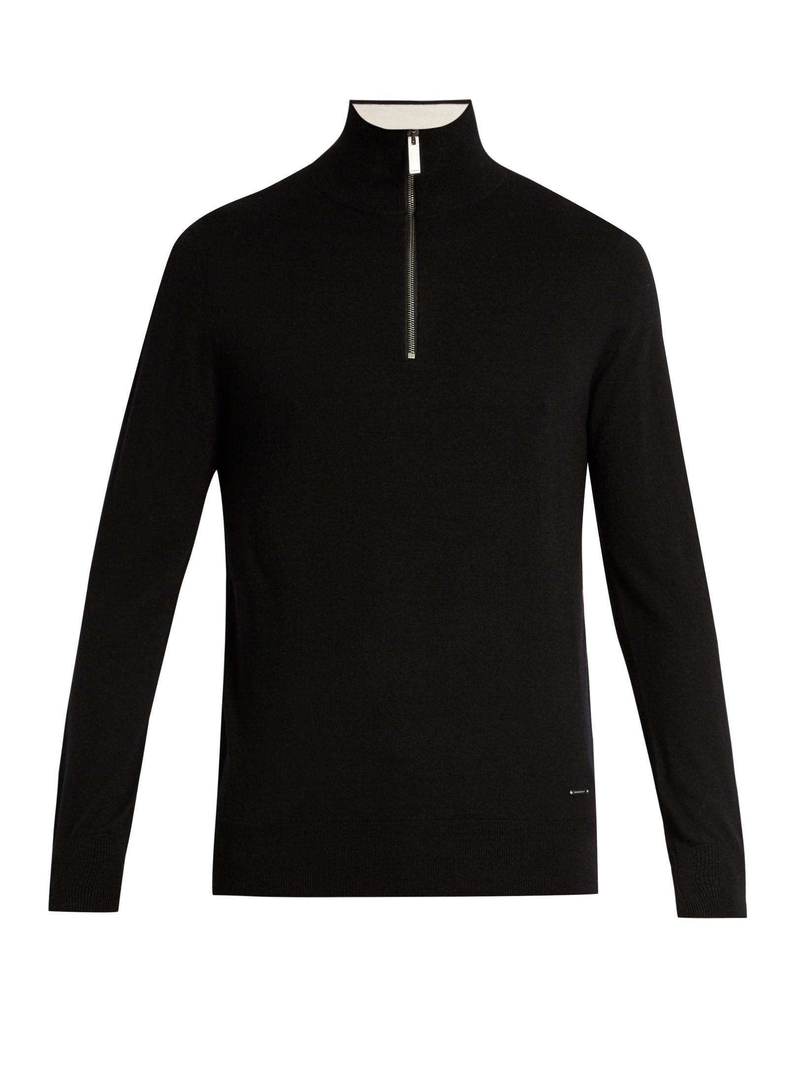 Download Lyst - Burberry Half-zip Cashmere Sweater in Black for Men
