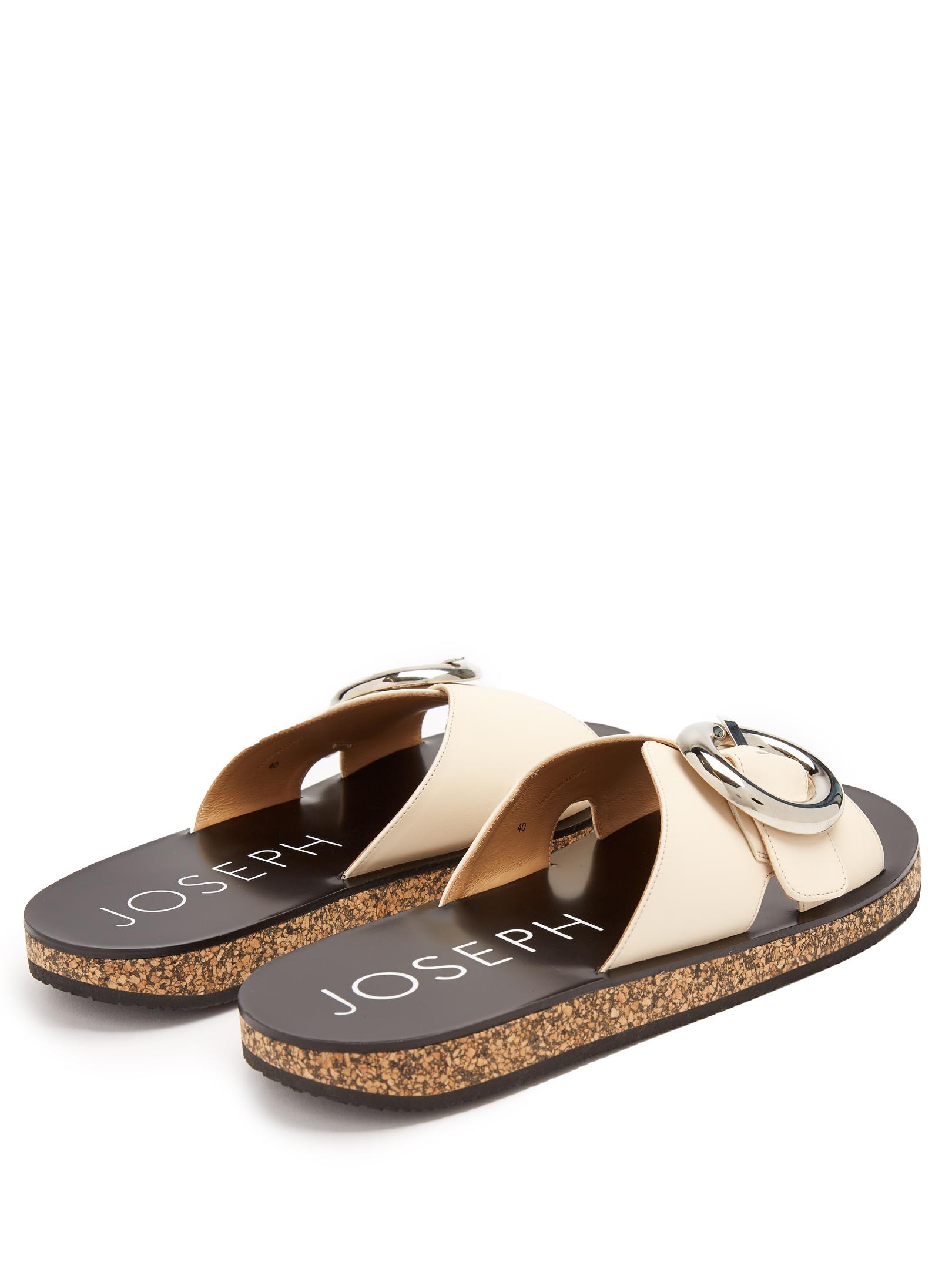 Joseph Slides Buckle Leather Oversized Lyst White In w80mNn