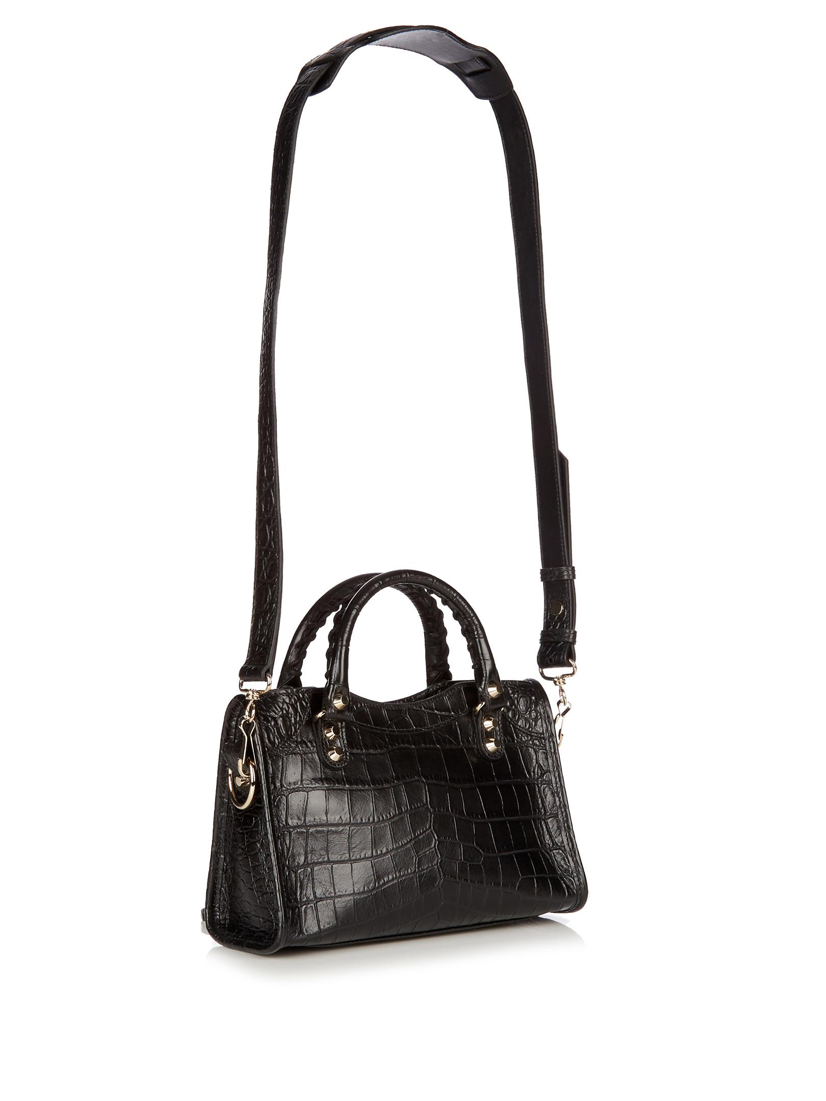 Lyst - Balenciaga Classic City Mini Crocodile-effect Leather Bag in Black