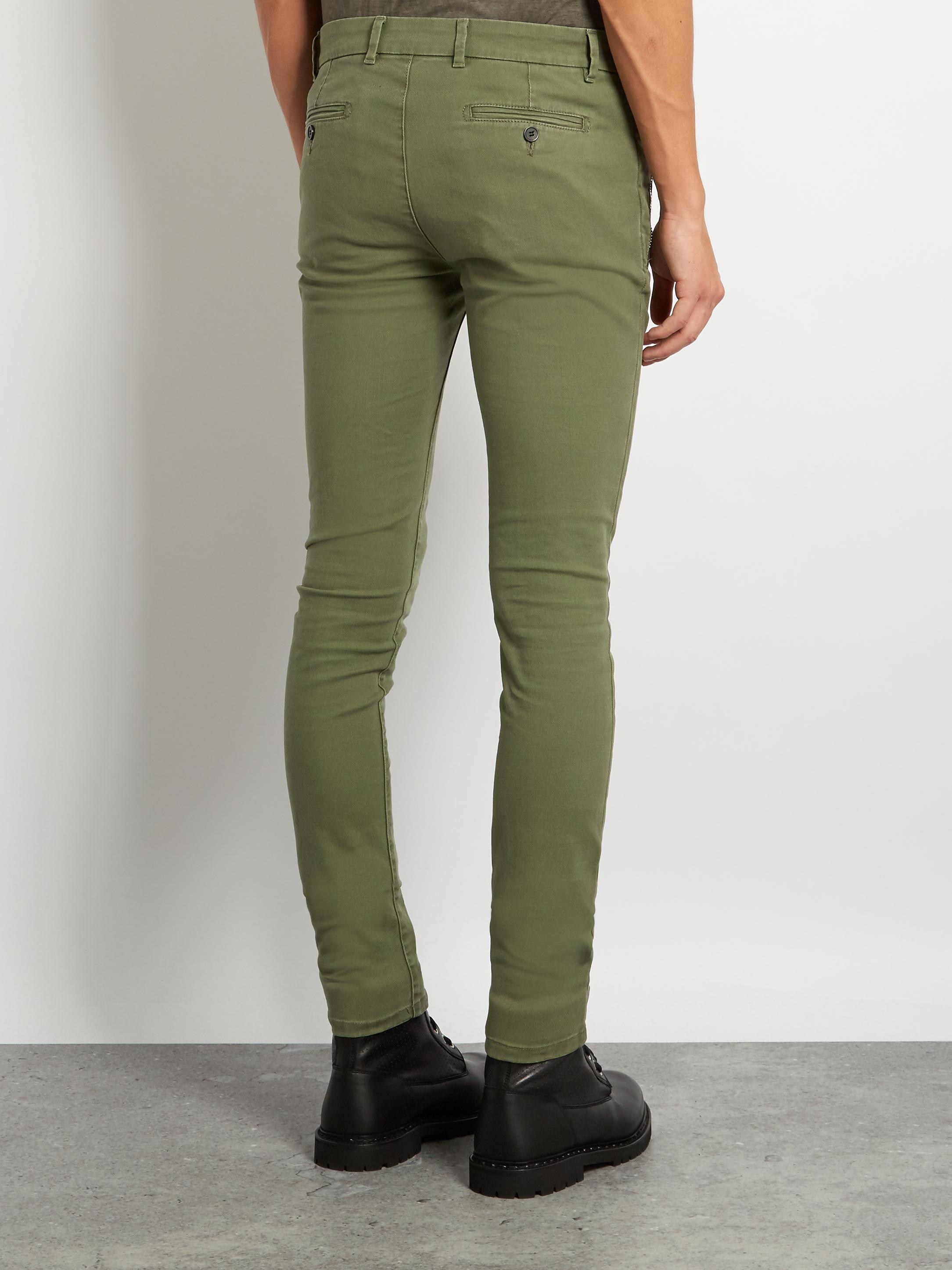 Lyst - Balmain Zip-detail Skinny-fit Jeans in Green for Men