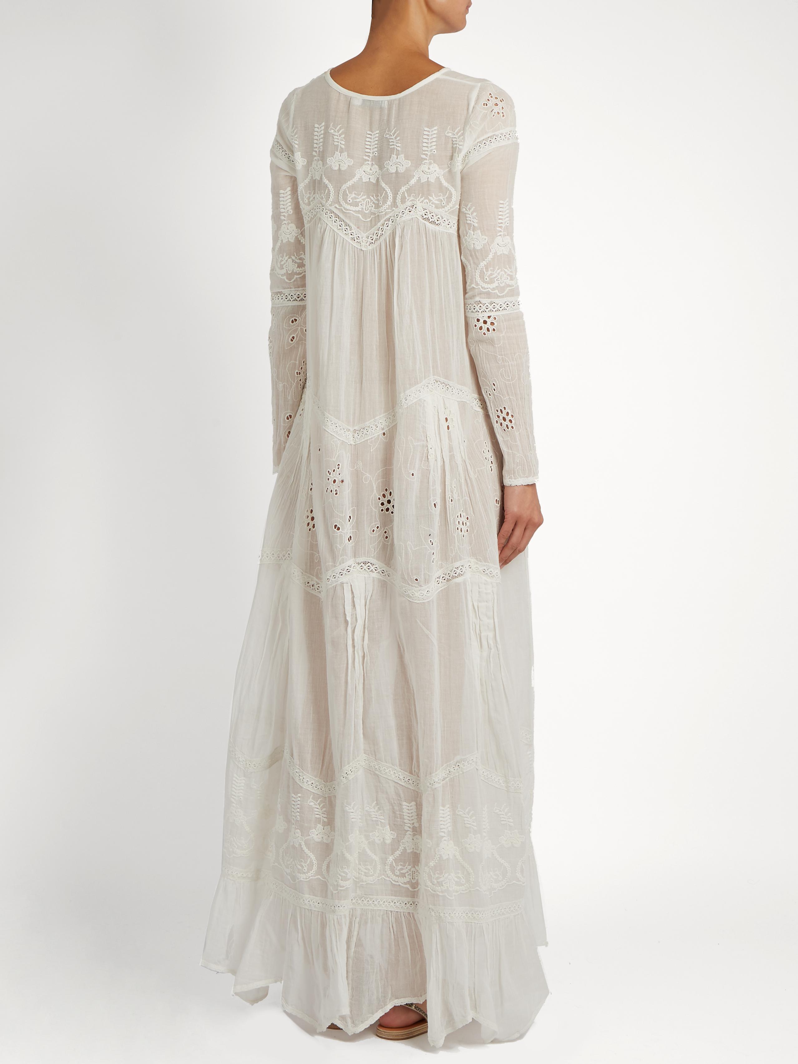 Lyst Mes Demoiselles Vaudeville Embroidered Cottongauze Maxi Dress