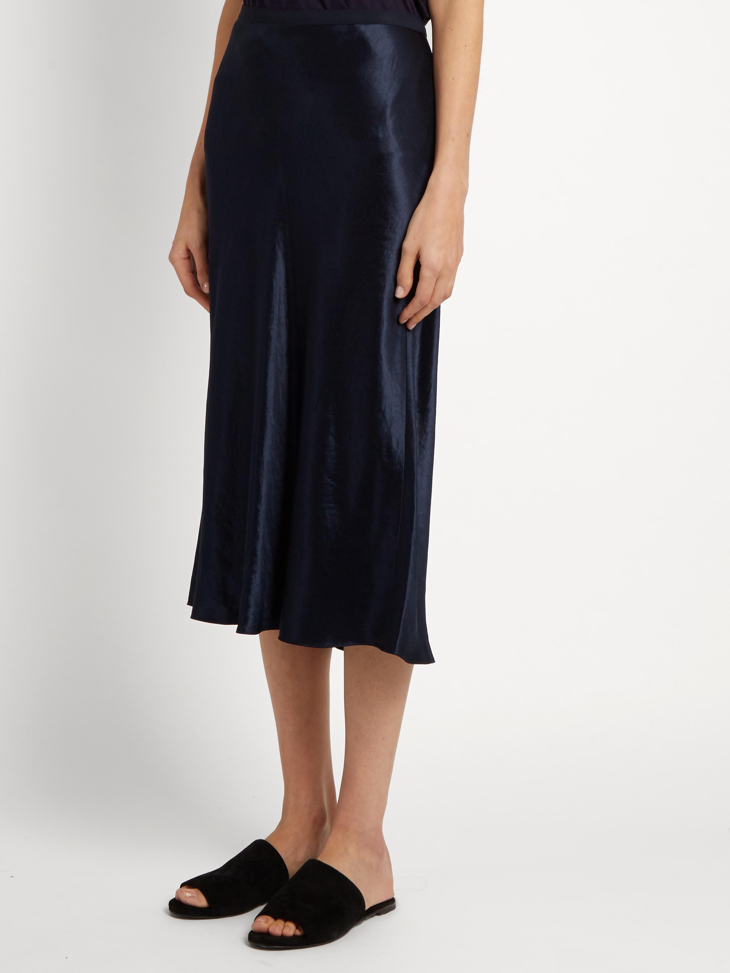 vince tie front satin midi skirt