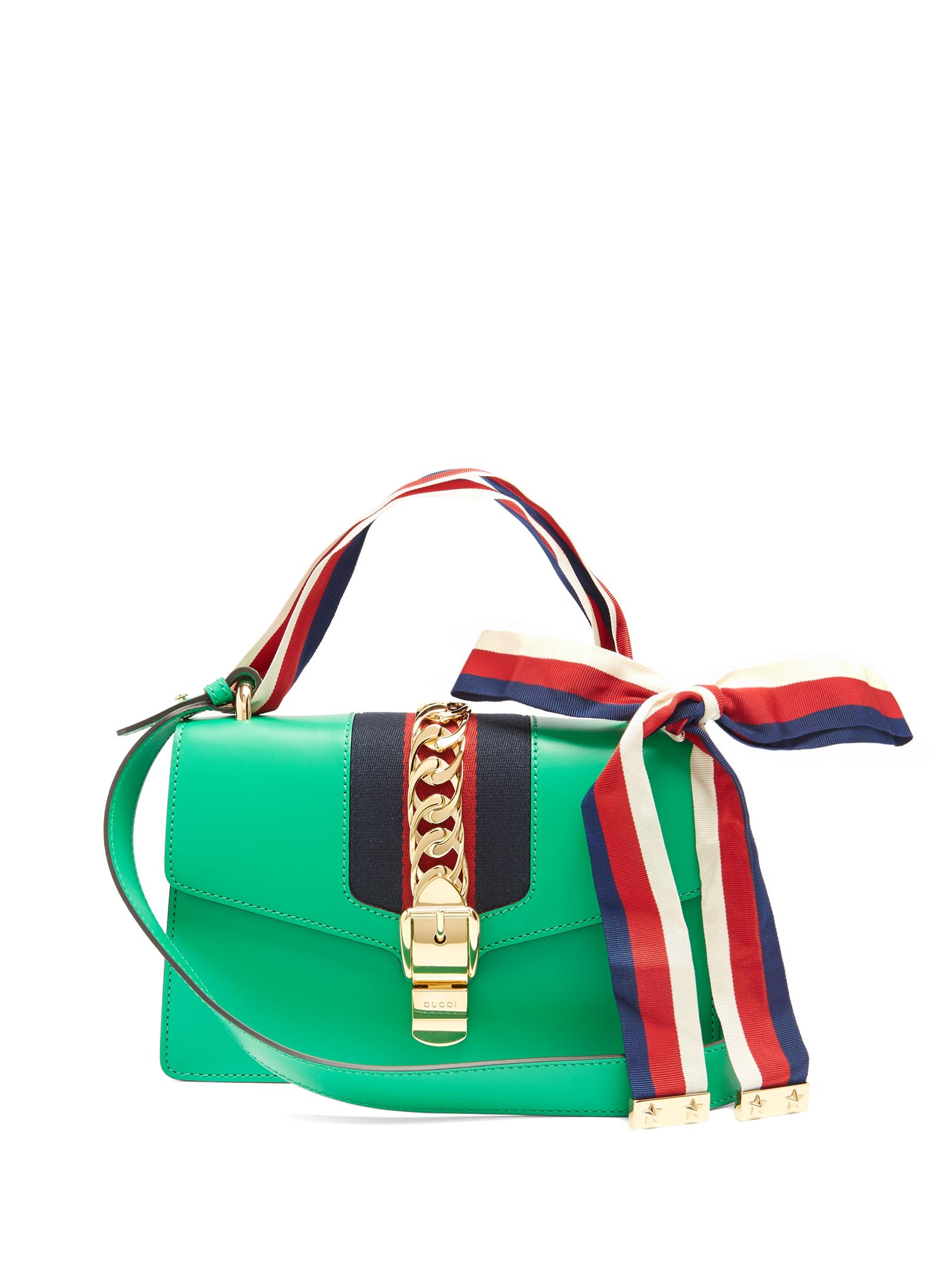 Gucci Sylvie Leather Shoulder Bag in Green | Lyst
